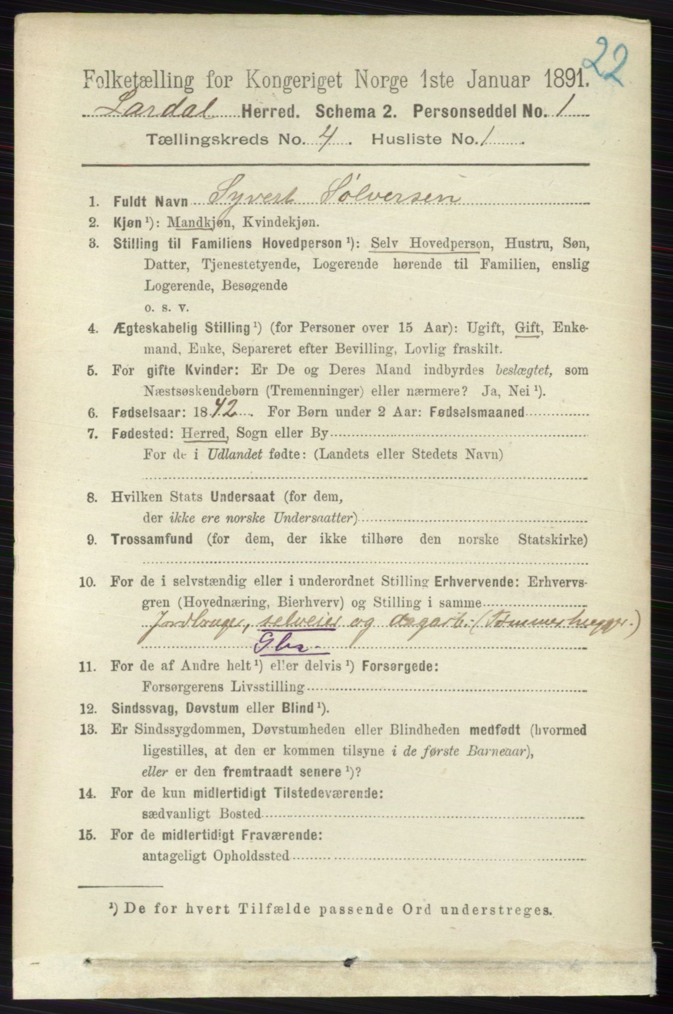 RA, 1891 census for 0728 Lardal, 1891, p. 1967