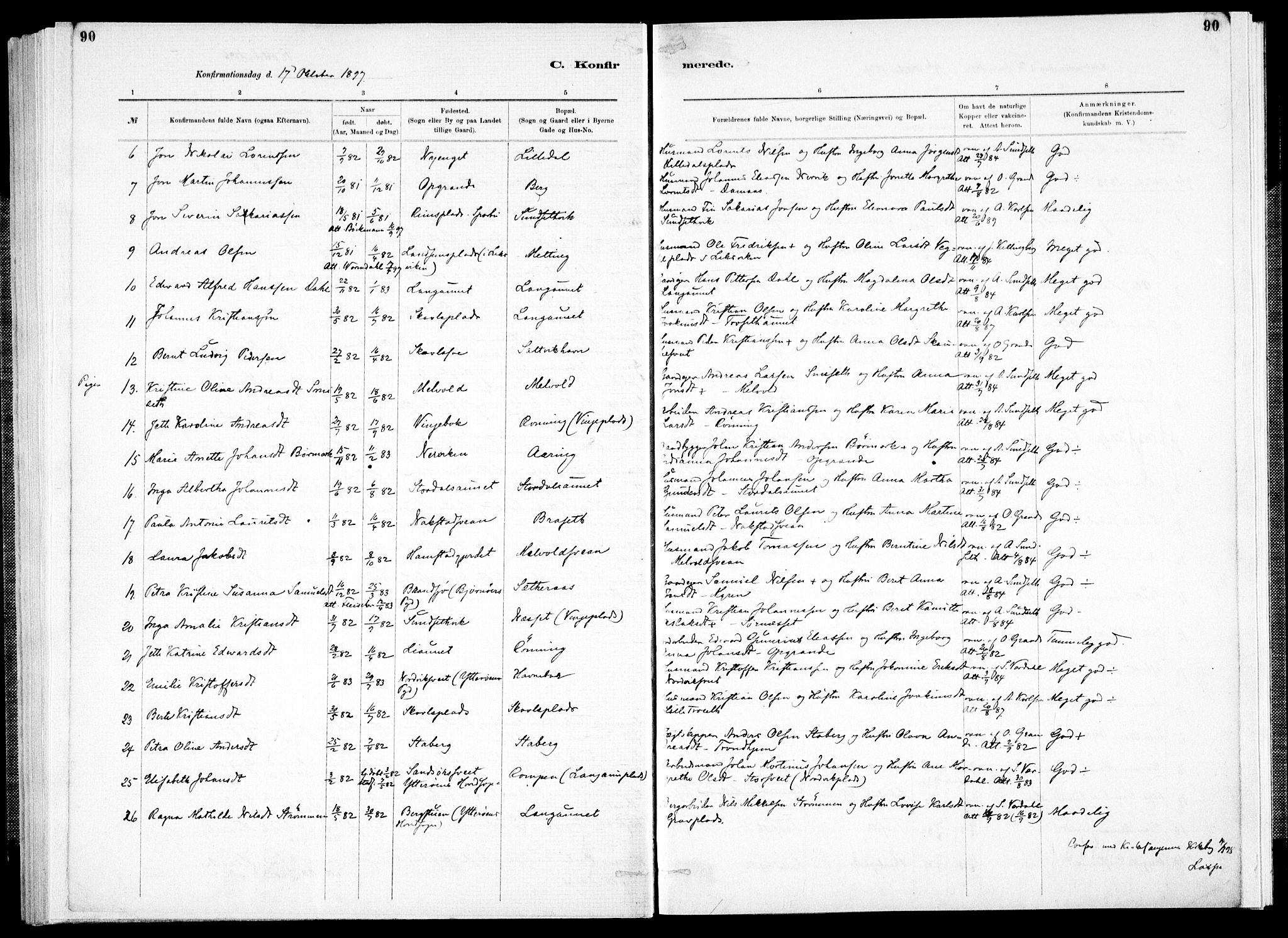 Ministerialprotokoller, klokkerbøker og fødselsregistre - Nord-Trøndelag, SAT/A-1458/733/L0325: Parish register (official) no. 733A04, 1884-1908, p. 90