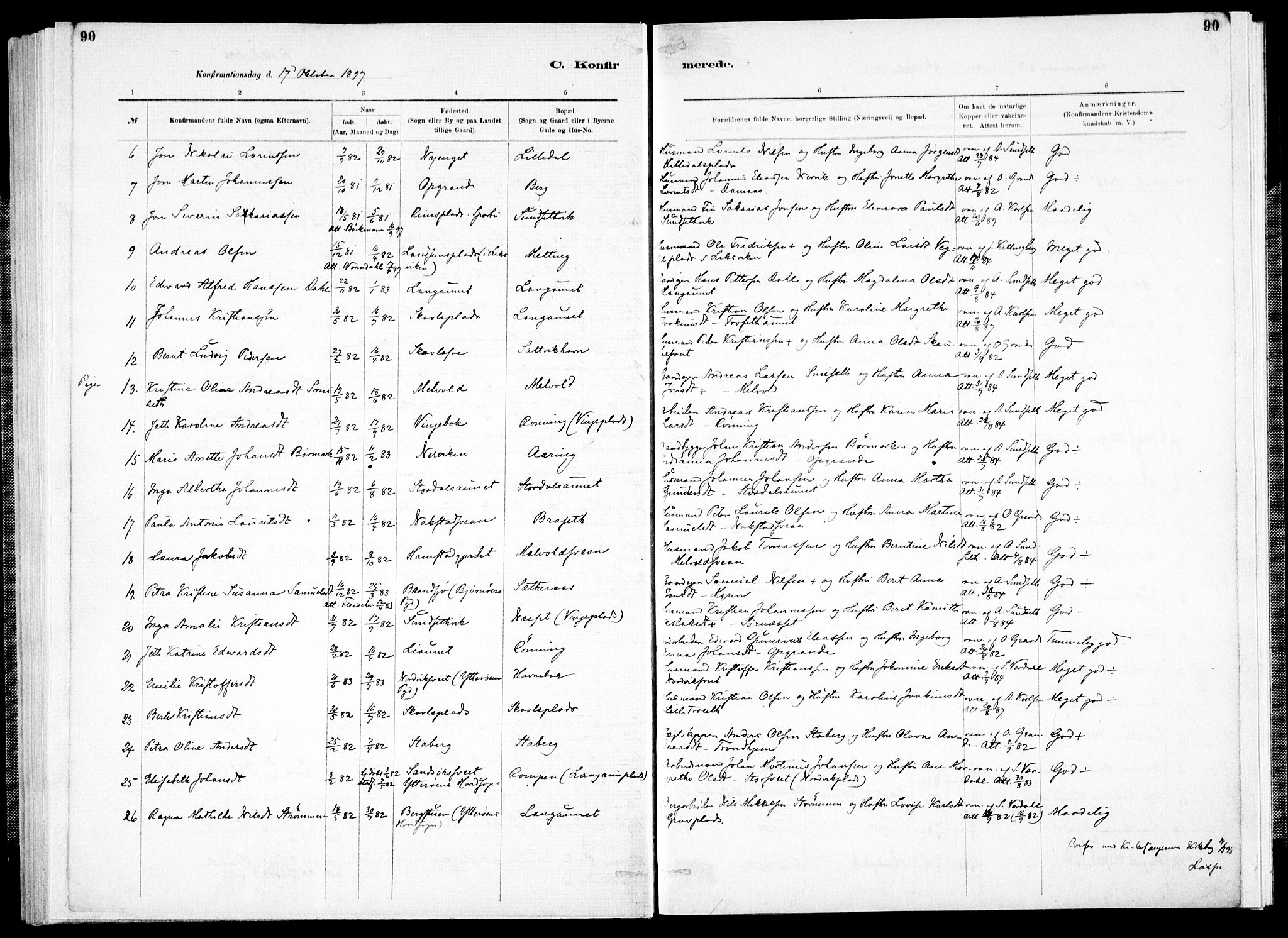 Ministerialprotokoller, klokkerbøker og fødselsregistre - Nord-Trøndelag, AV/SAT-A-1458/733/L0325: Parish register (official) no. 733A04, 1884-1908, p. 90