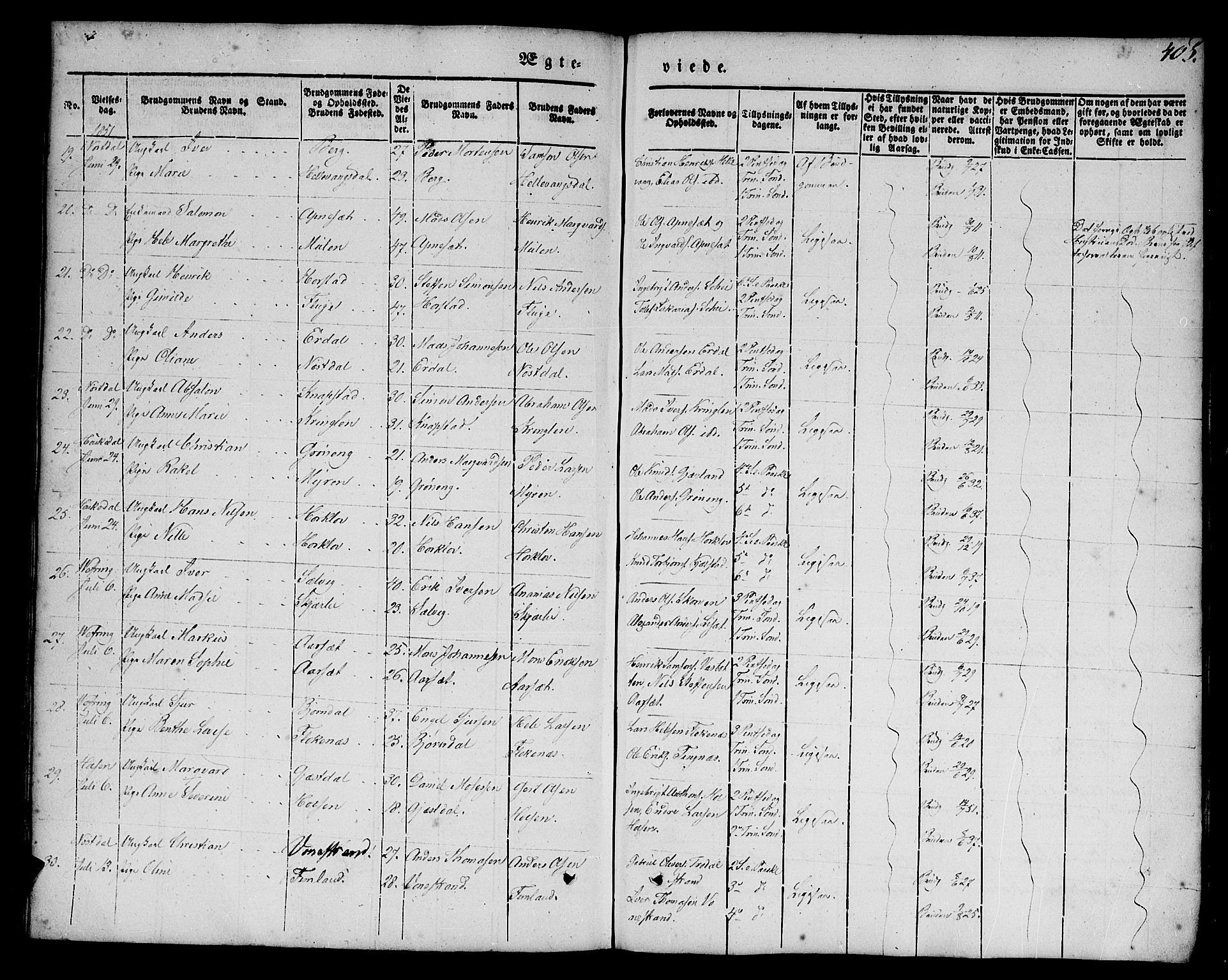 Førde sokneprestembete, SAB/A-79901/H/Haa/Haaa/L0007: Parish register (official) no. A 7, 1843-1860, p. 405