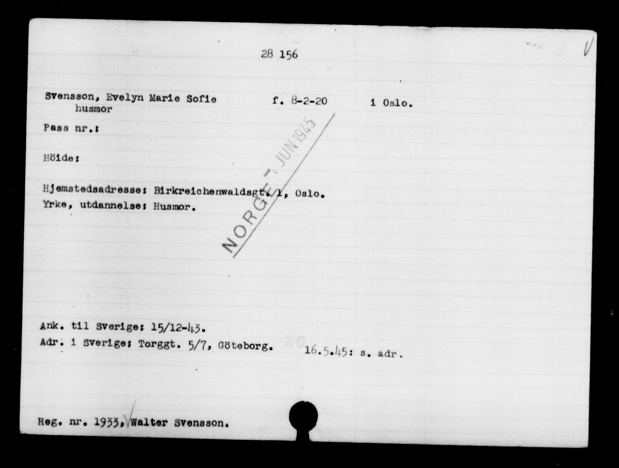 Den Kgl. Norske Legasjons Flyktningskontor, RA/S-6753/V/Va/L0011: Kjesäterkartoteket.  Flyktningenr. 25300-28349, 1940-1945, p. 3039