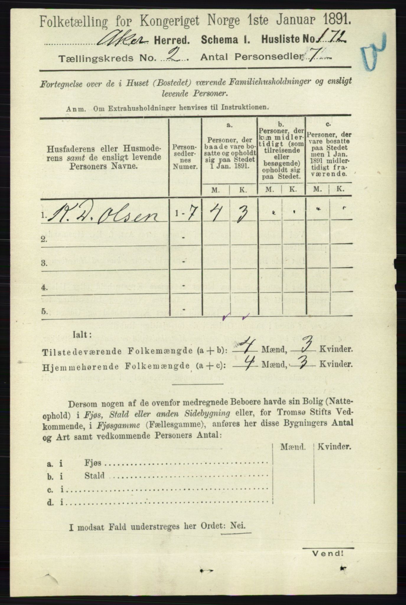 RA, 1891 census for 0218 Aker, 1891, p. 1355