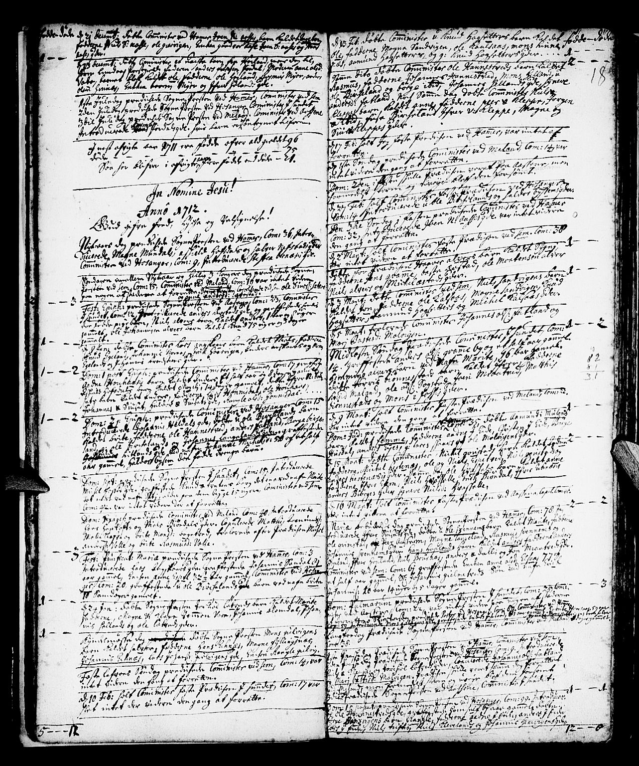 Hamre sokneprestembete, SAB/A-75501/H/Ha/Haa/Haaa/L0003: Parish register (official) no. A 3, 1708-1726, p. 18