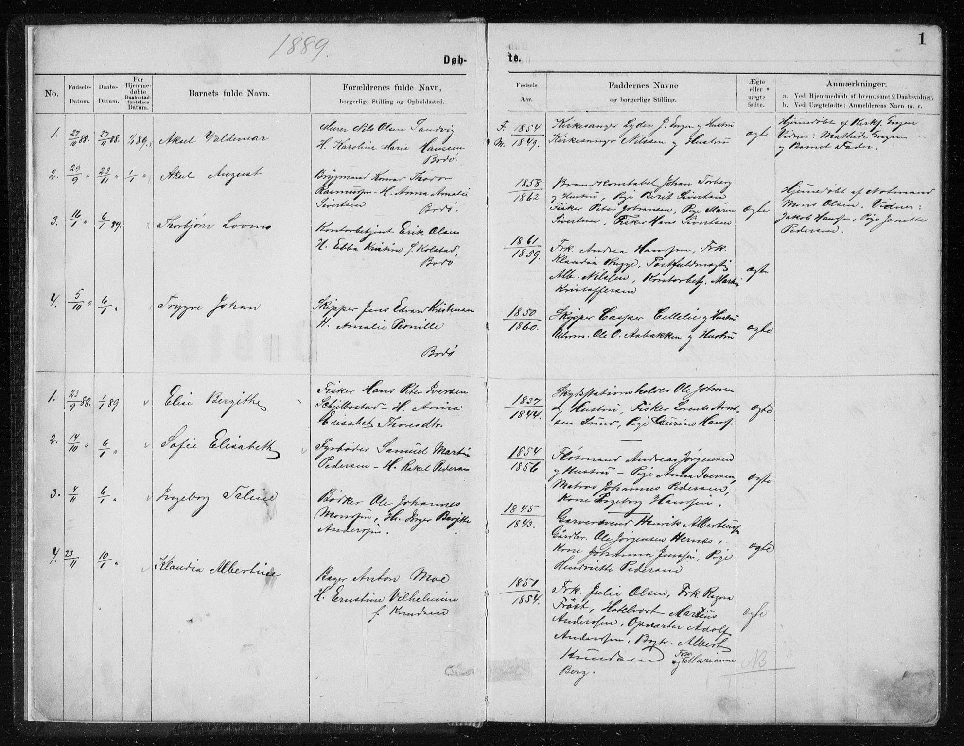 Ministerialprotokoller, klokkerbøker og fødselsregistre - Nordland, SAT/A-1459/801/L0032: Parish register (copy) no. 801C07, 1889-1897, p. 1