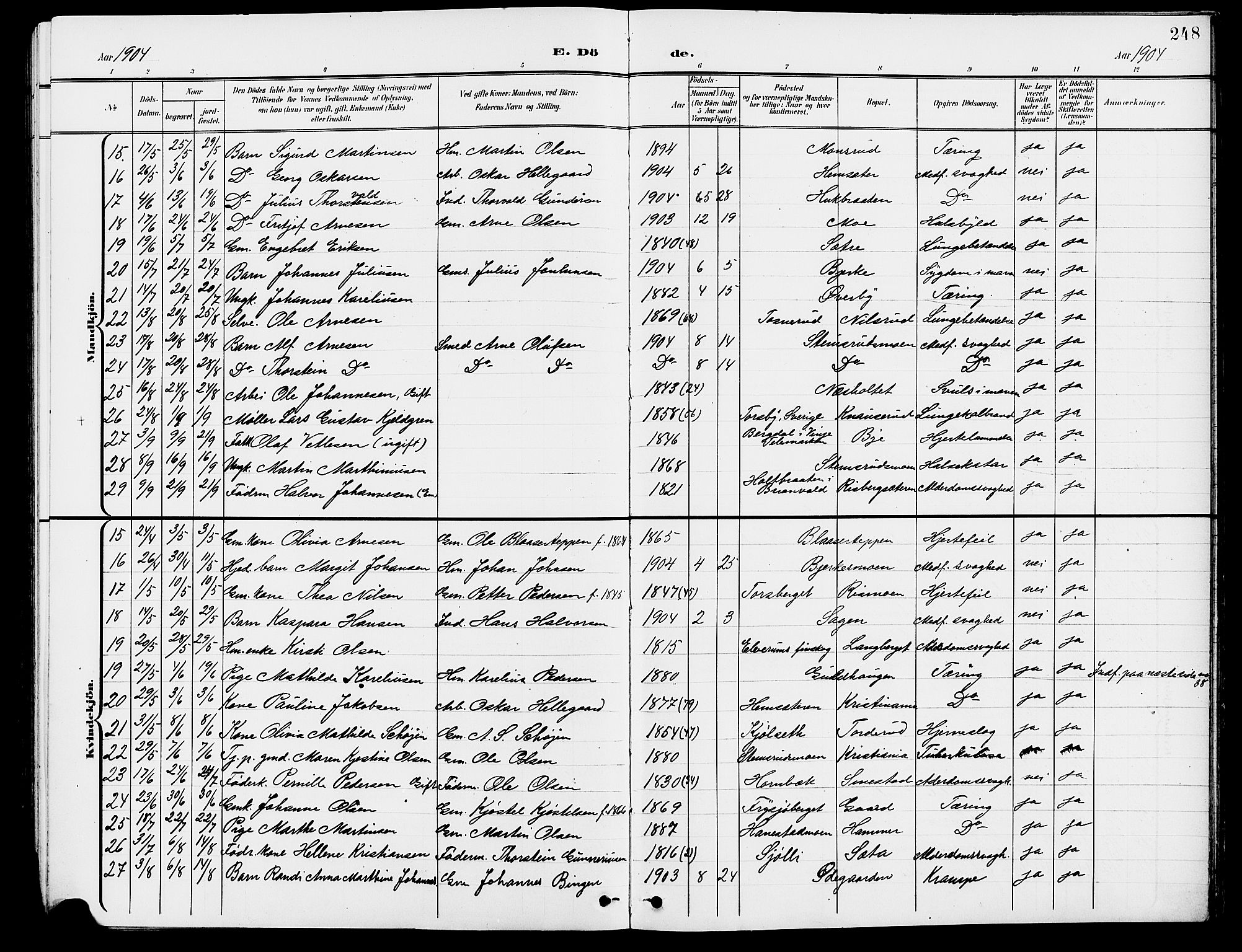 Grue prestekontor, AV/SAH-PREST-036/H/Ha/Hab/L0005: Parish register (copy) no. 5, 1900-1909, p. 248