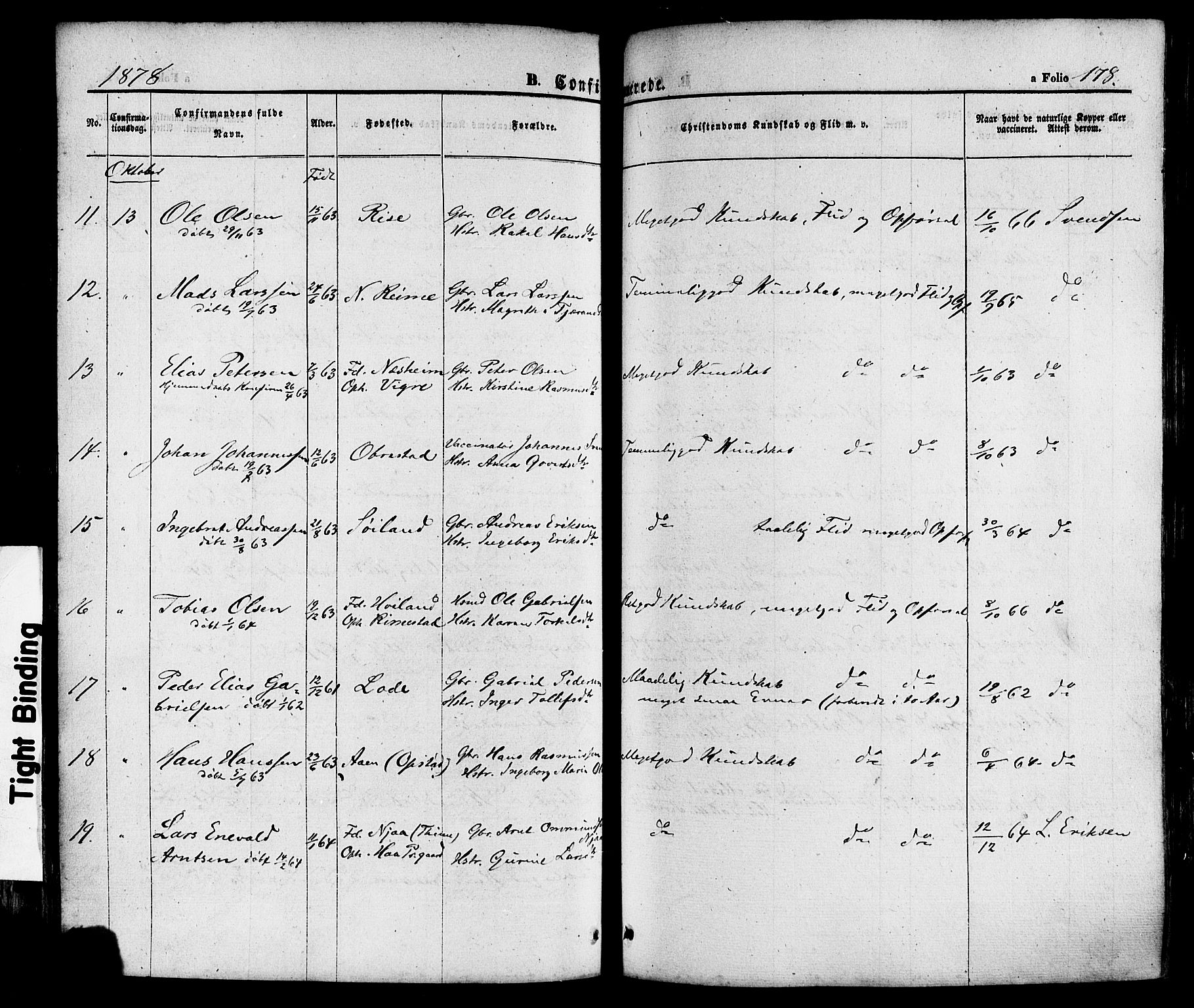 Hå sokneprestkontor, SAST/A-101801/001/30BA/L0008: Parish register (official) no. A 7, 1853-1878, p. 178