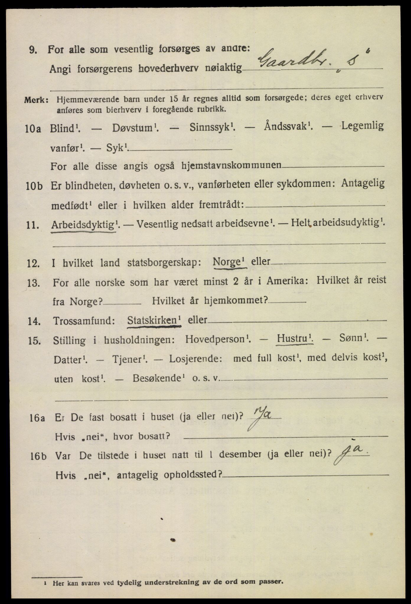 SAK, 1920 census for Hægebostad, 1920, p. 854