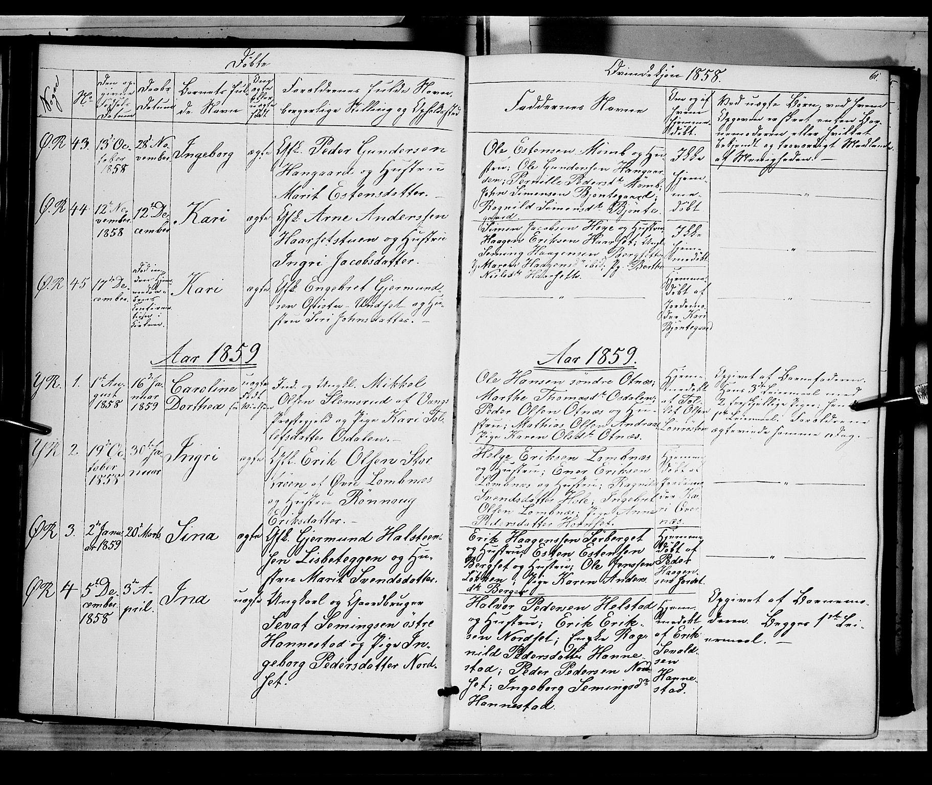 Rendalen prestekontor, SAH/PREST-054/H/Ha/Haa/L0005: Parish register (official) no. 5, 1853-1866, p. 61