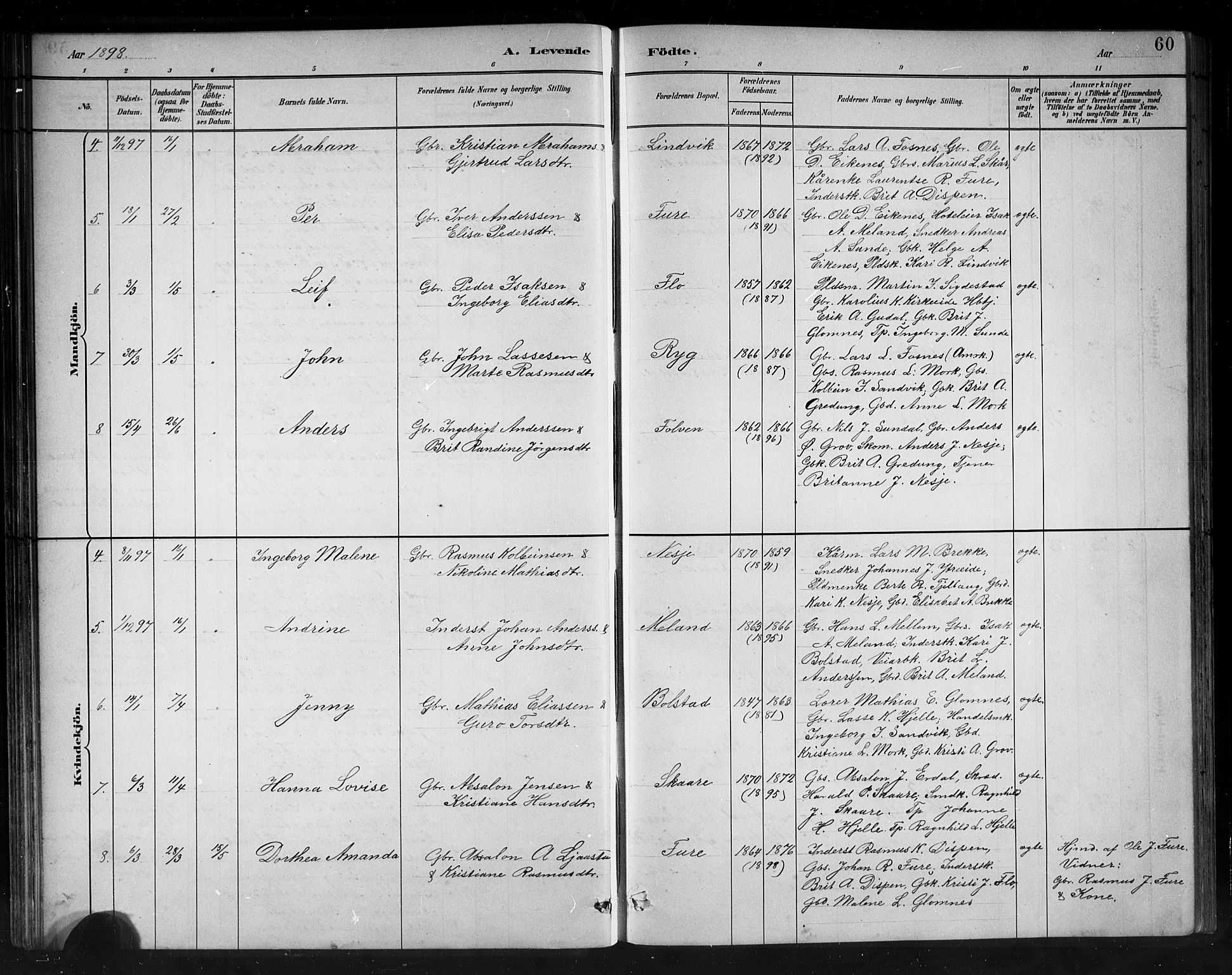 Stryn Sokneprestembete, AV/SAB-A-82501: Parish register (copy) no. C 3, 1881-1905, p. 60