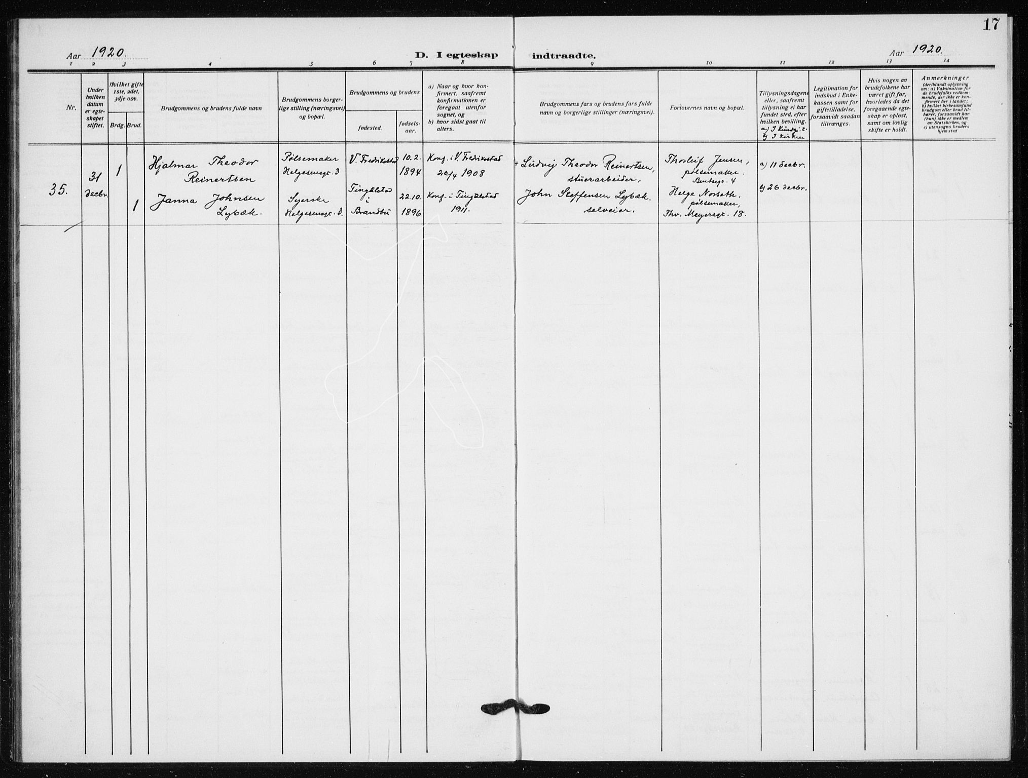 Hauge prestekontor Kirkebøker, AV/SAO-A-10849/F/Fa/L0003: Parish register (official) no. 3, 1917-1938, p. 17