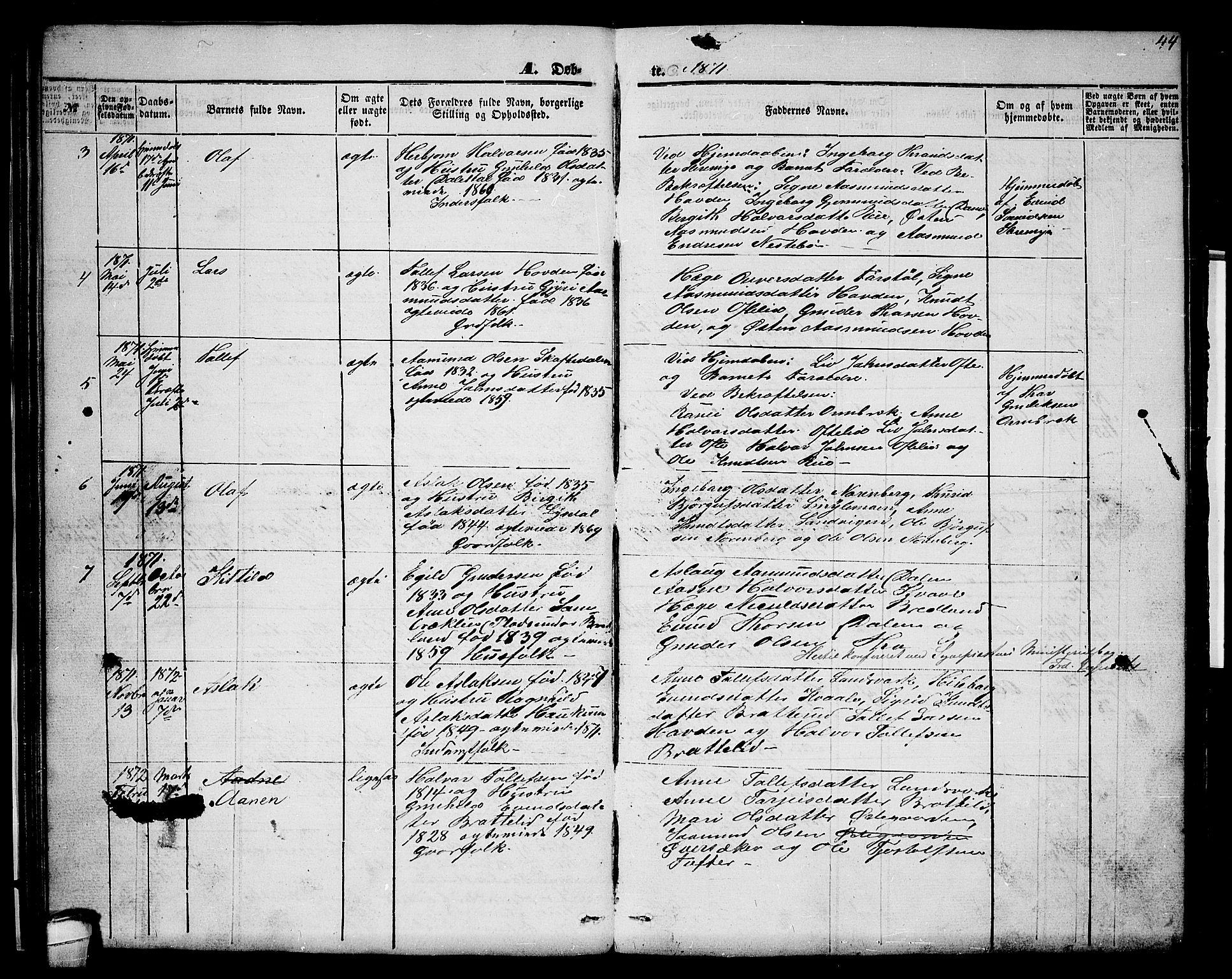 Lårdal kirkebøker, AV/SAKO-A-284/G/Gc/L0002: Parish register (copy) no. III 2, 1852-1877, p. 44