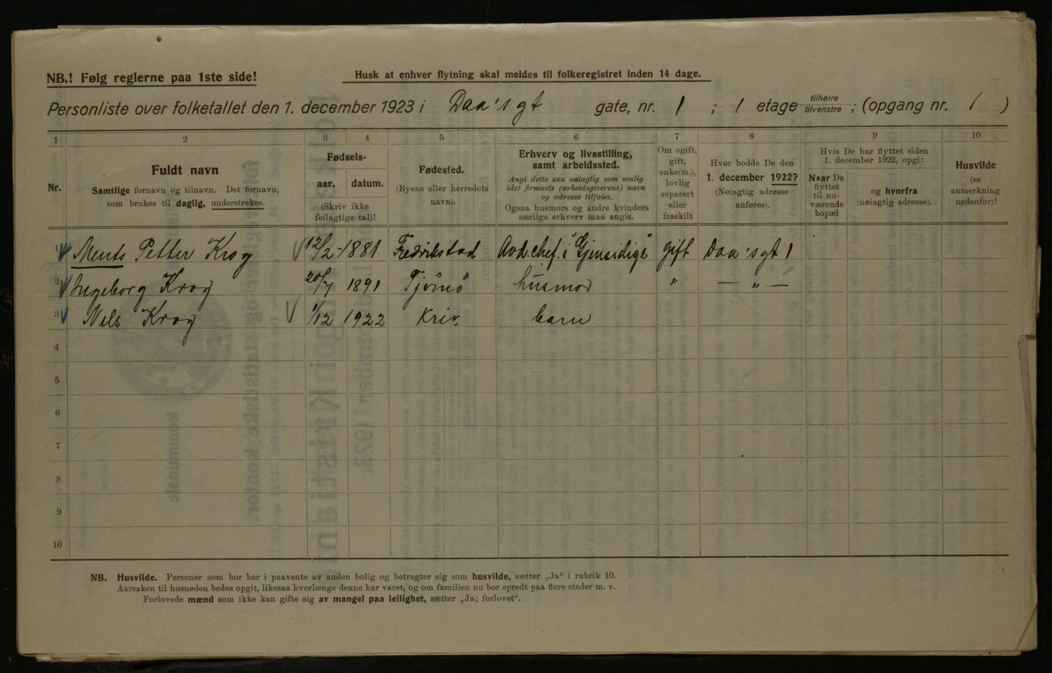 OBA, Municipal Census 1923 for Kristiania, 1923, p. 19984