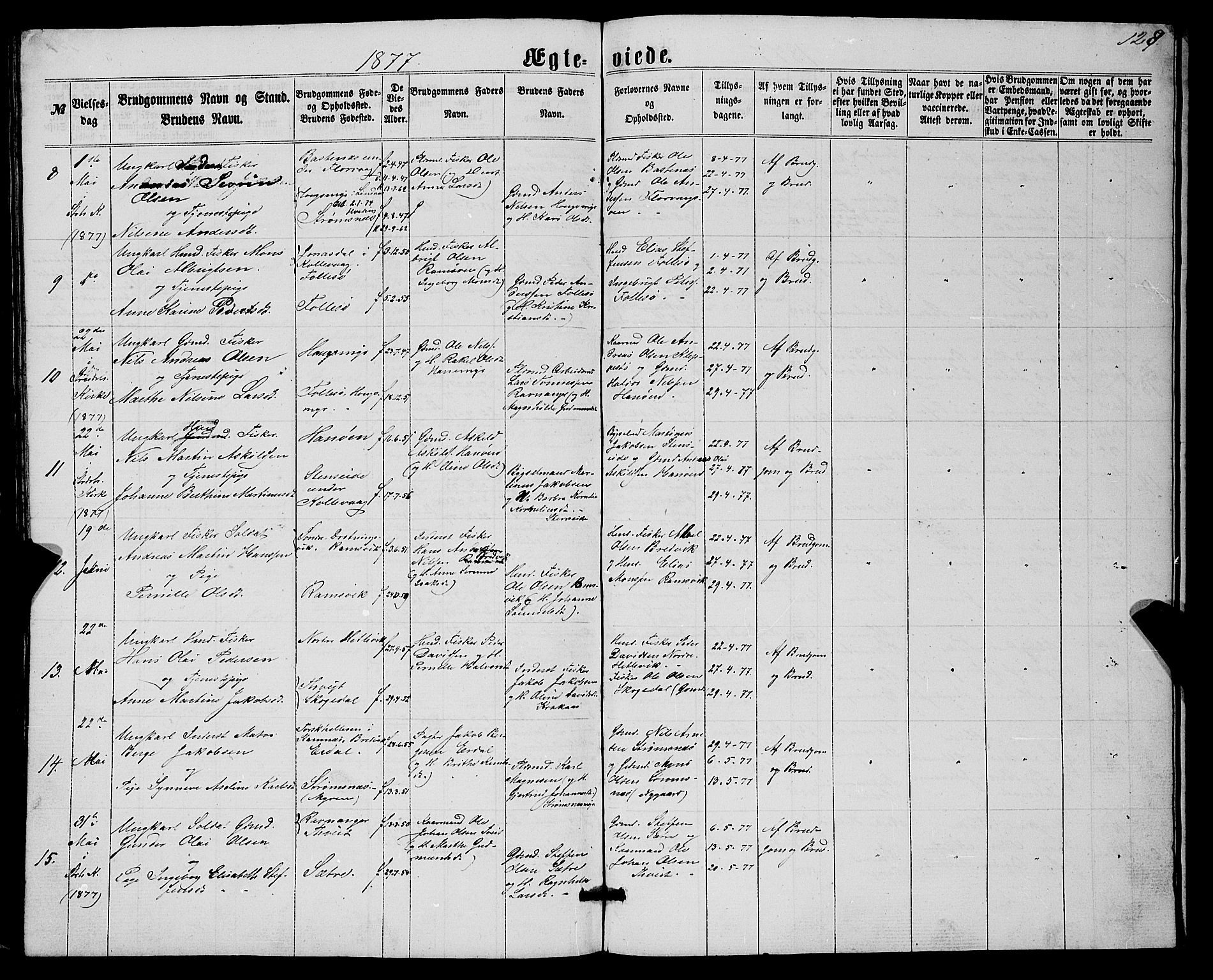 Askøy Sokneprestembete, SAB/A-74101/H/Ha/Hab/Haba/L0006: Parish register (copy) no. A 6, 1861-1881, p. 128