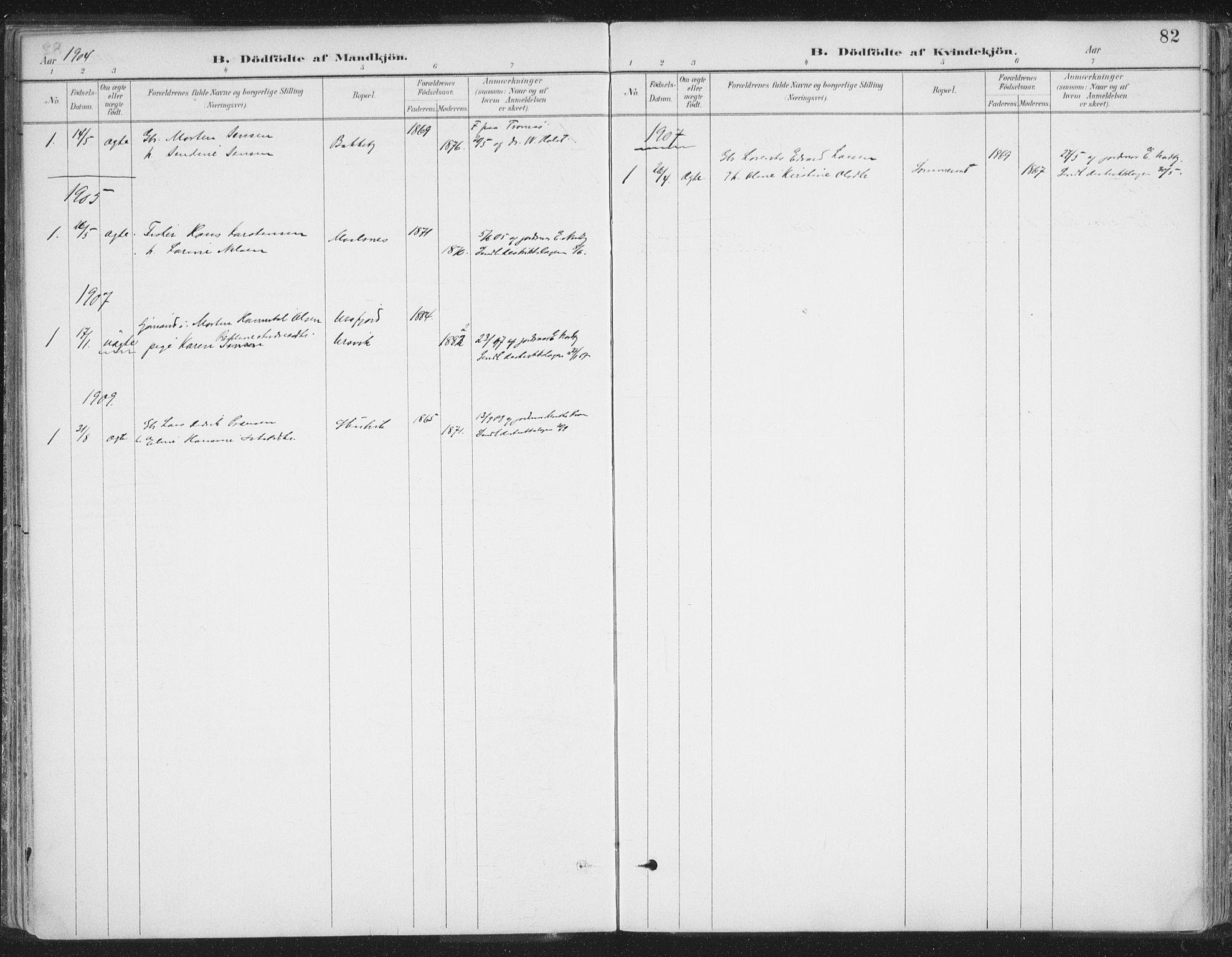 Balsfjord sokneprestembete, AV/SATØ-S-1303/G/Gaa/L0007kirke: Parish register (official) no. 7, 1887-1909, p. 82