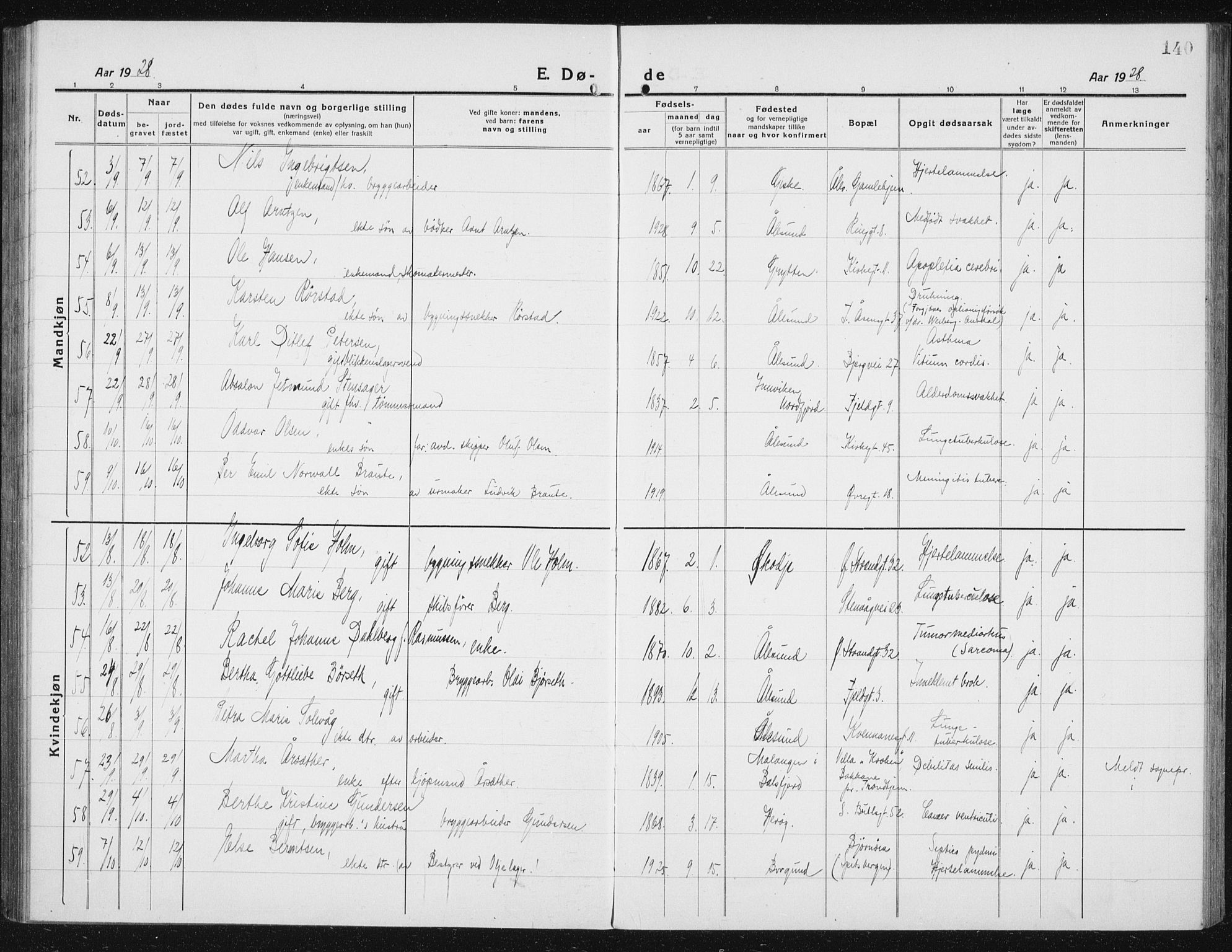 Ministerialprotokoller, klokkerbøker og fødselsregistre - Møre og Romsdal, AV/SAT-A-1454/529/L0474: Parish register (copy) no. 529C11, 1918-1938, p. 140