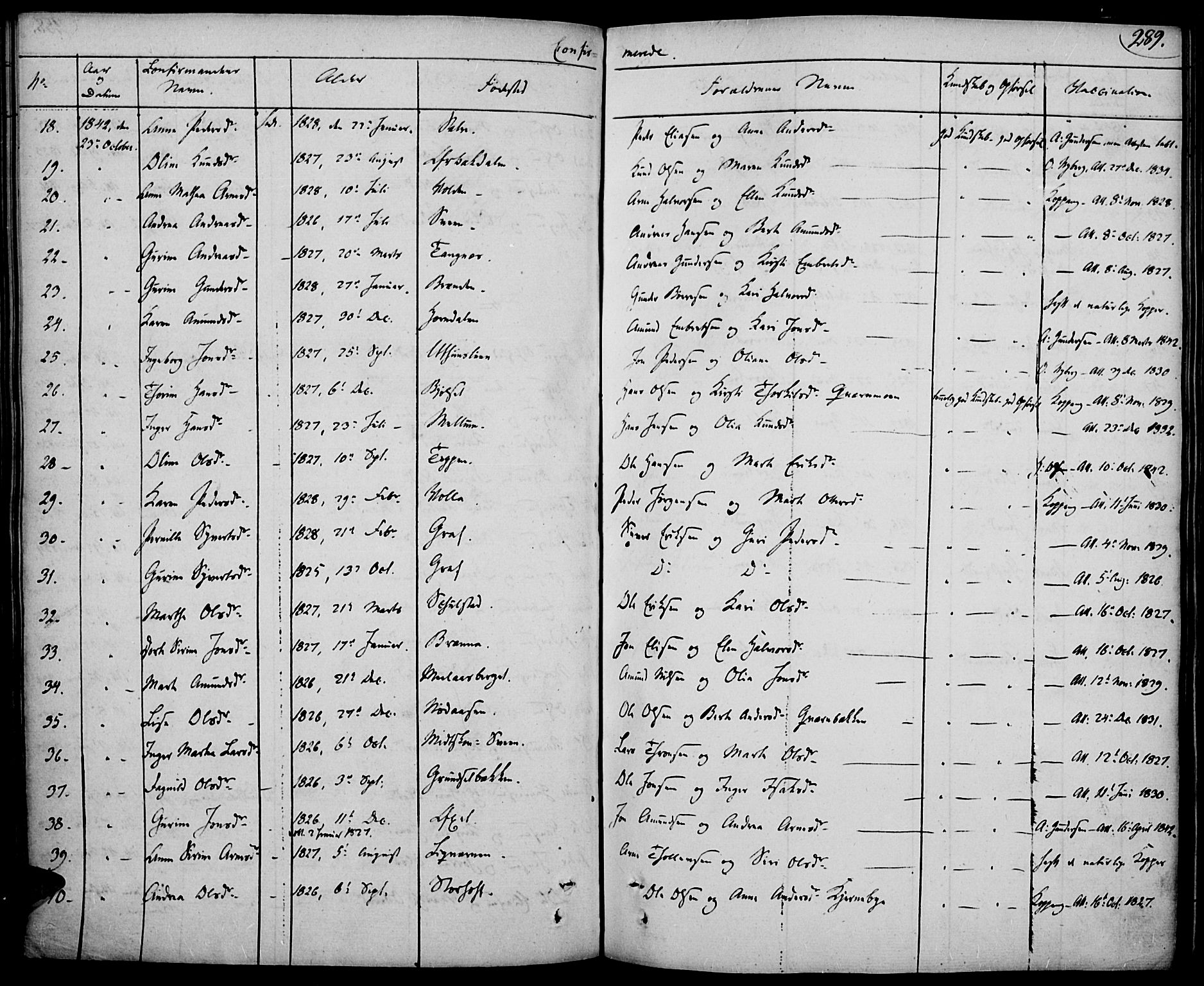 Elverum prestekontor, AV/SAH-PREST-044/H/Ha/Haa/L0008: Parish register (official) no. 8, 1830-1842, p. 289