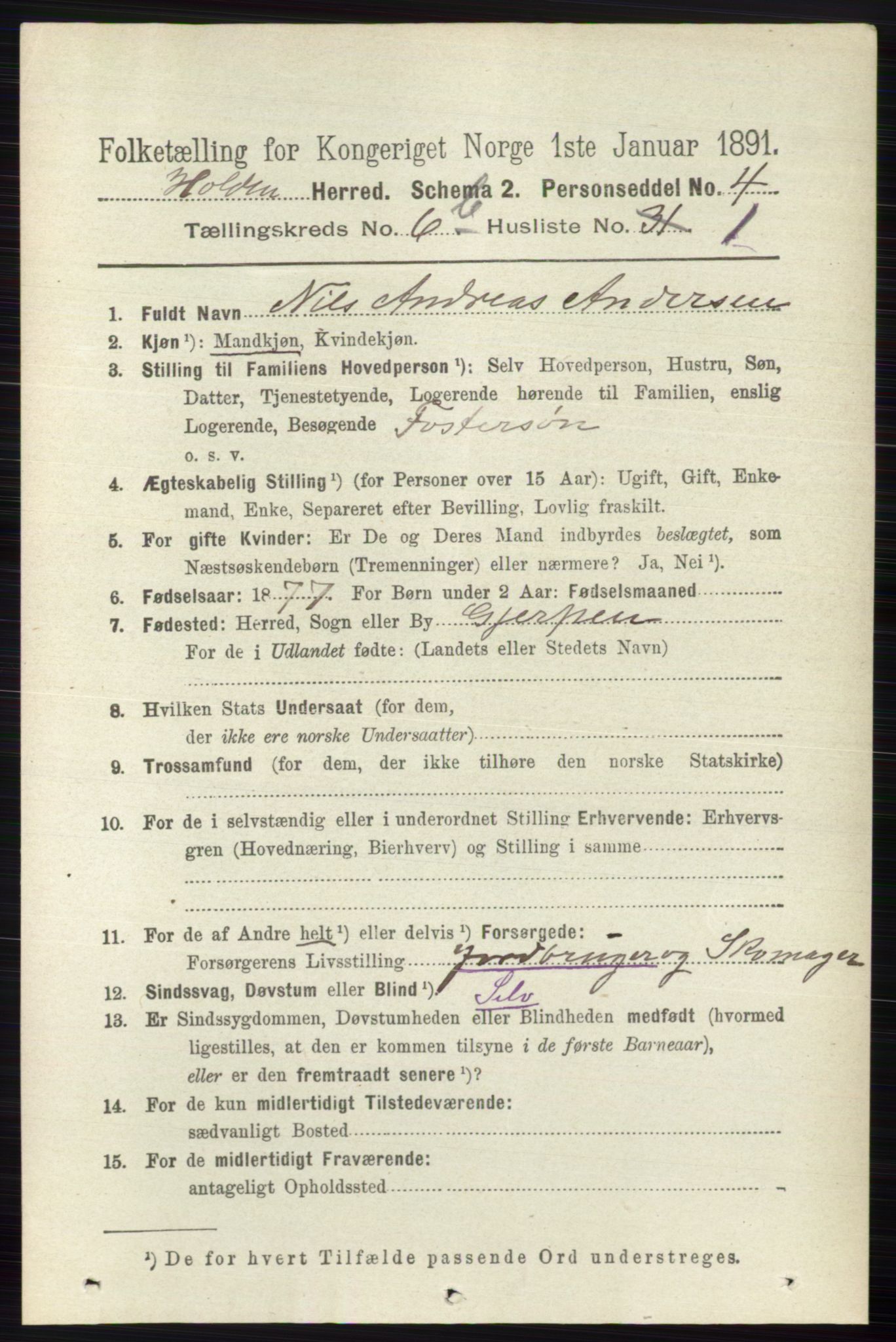 RA, 1891 census for 0819 Holla, 1891, p. 3174