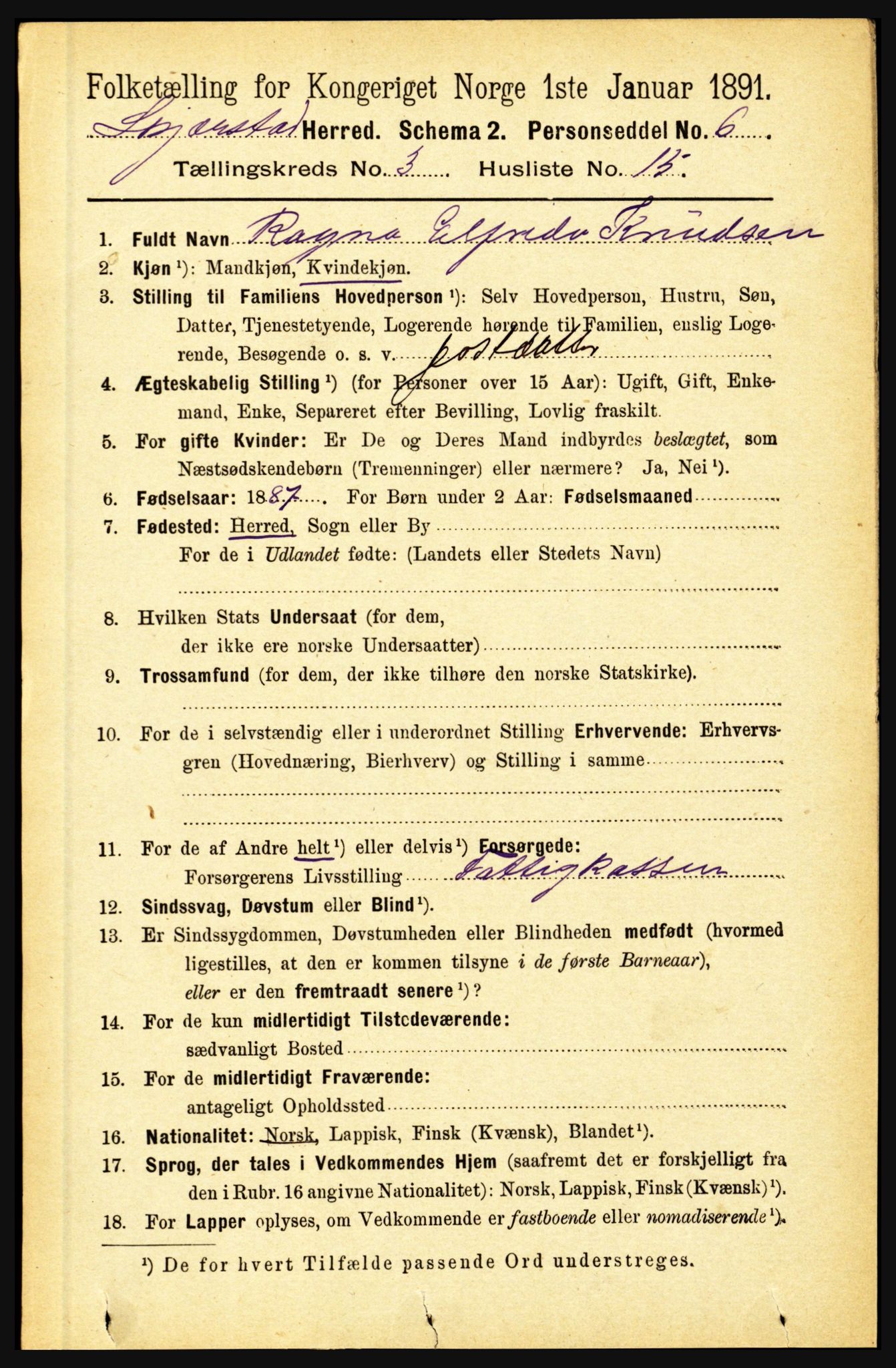 RA, 1891 census for 1842 Skjerstad, 1891, p. 824