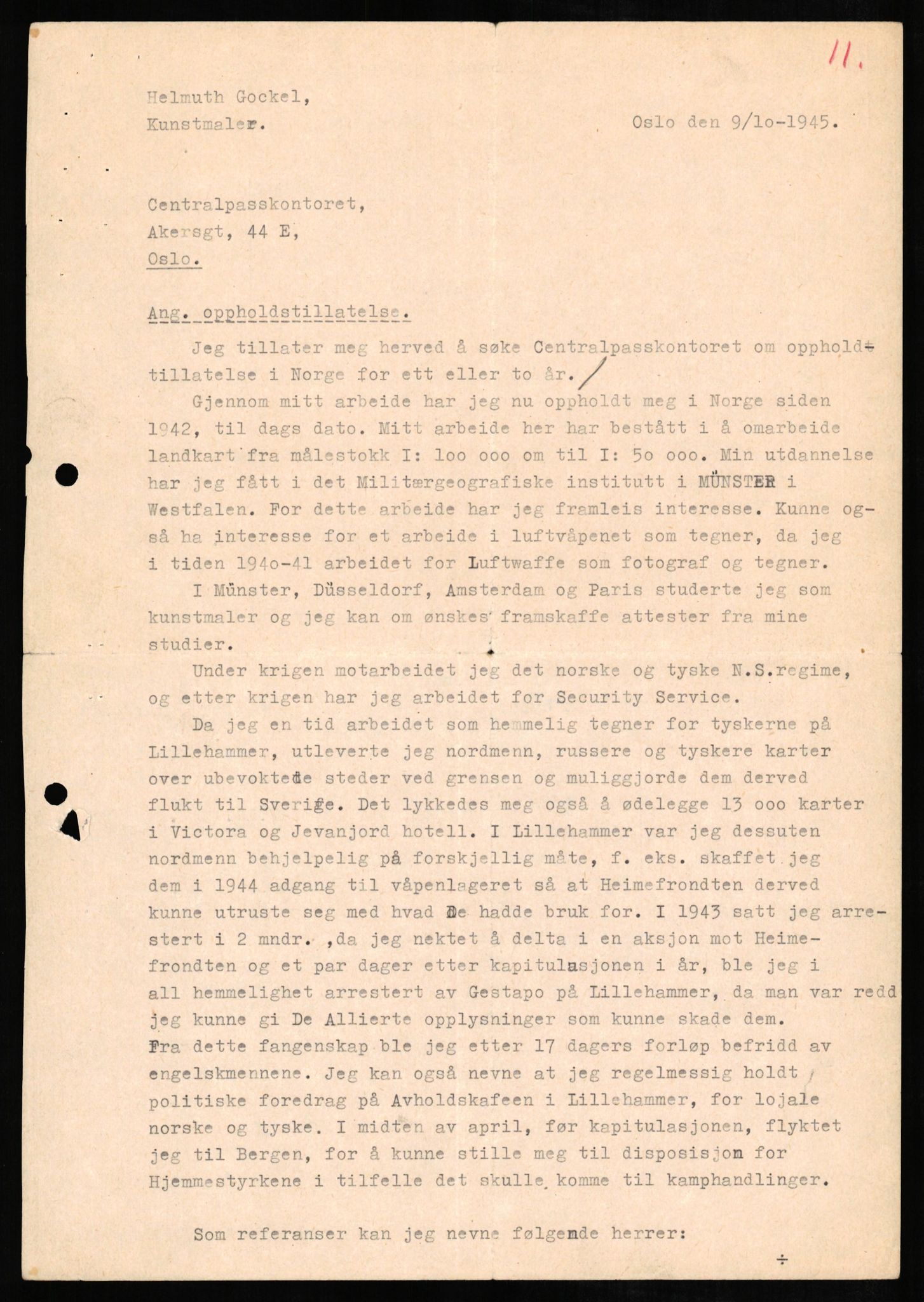 Forsvaret, Forsvarets overkommando II, AV/RA-RAFA-3915/D/Db/L0010: CI Questionaires. Tyske okkupasjonsstyrker i Norge. Tyskere., 1945-1946, p. 27