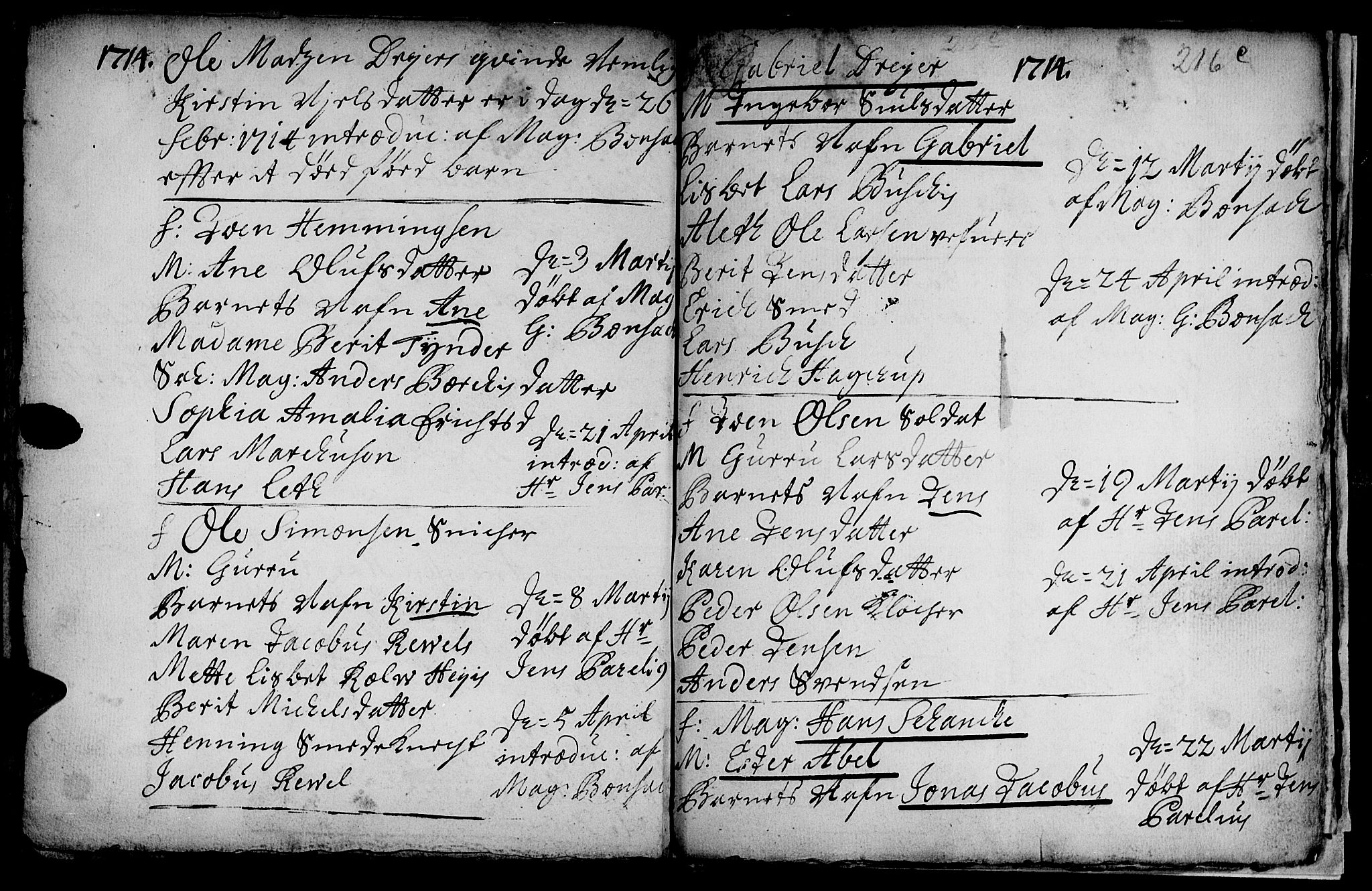 Ministerialprotokoller, klokkerbøker og fødselsregistre - Sør-Trøndelag, SAT/A-1456/601/L0034: Parish register (official) no. 601A02, 1702-1714, p. 216d