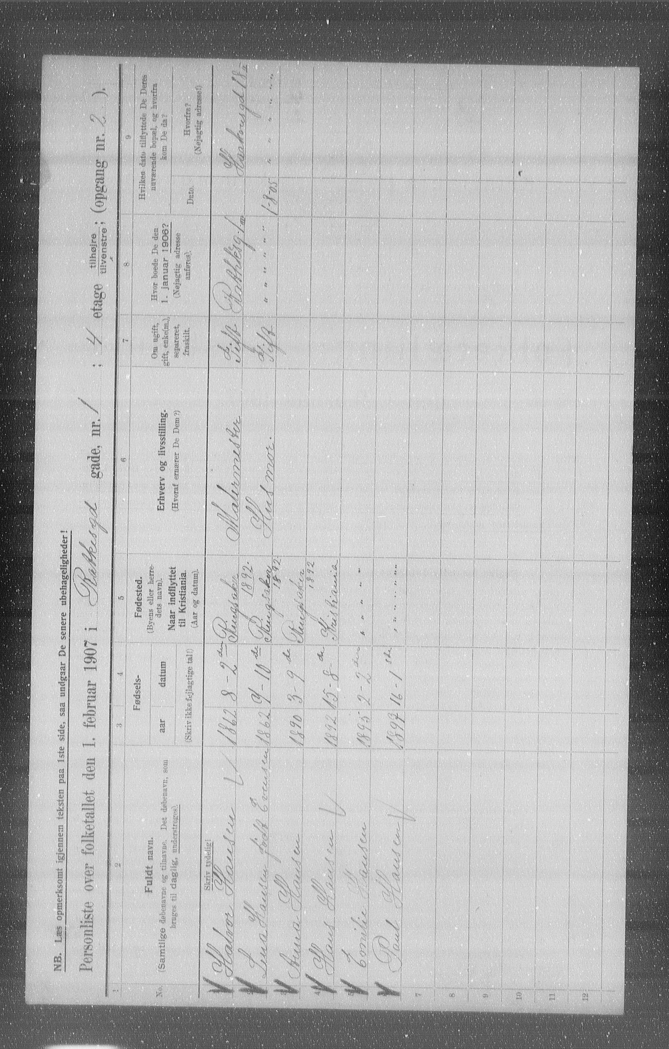 OBA, Municipal Census 1907 for Kristiania, 1907, p. 41801