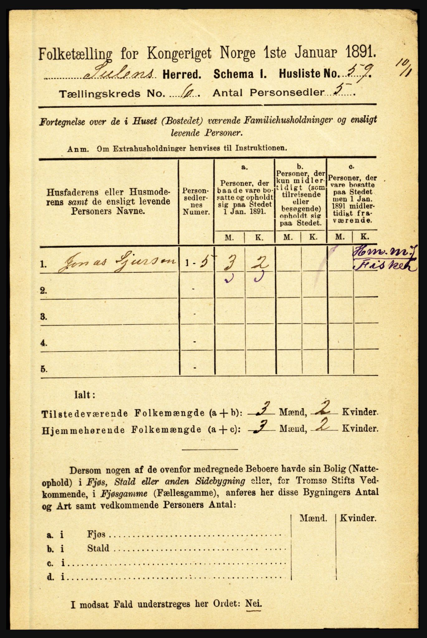 RA, 1891 census for 1412 Solund, 1891, p. 2011