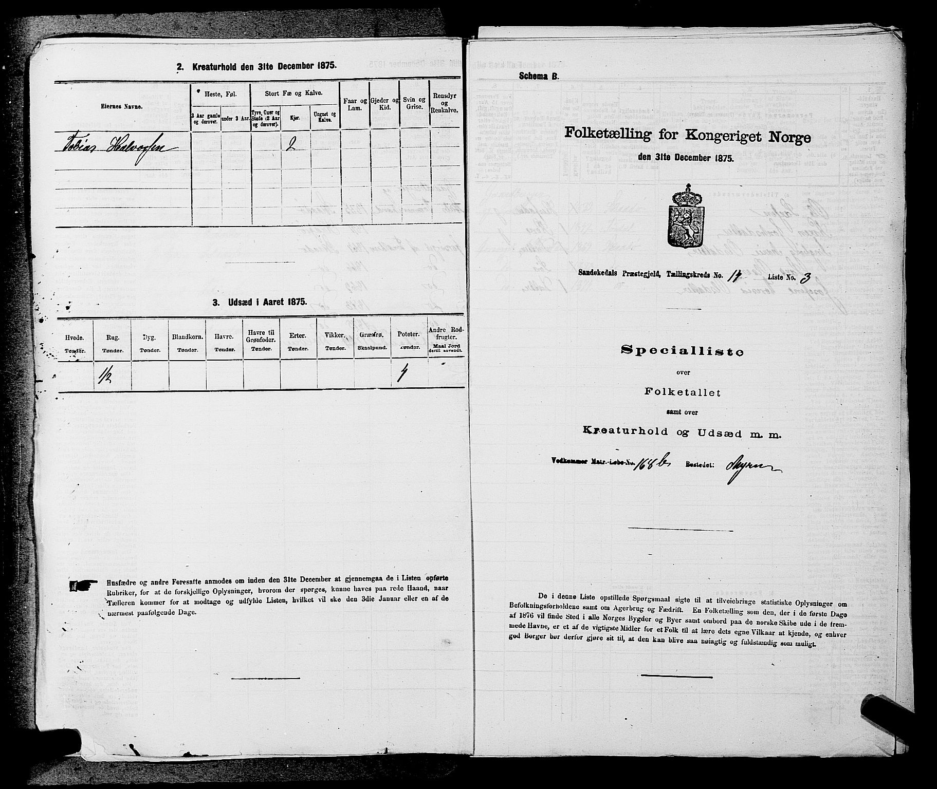 SAKO, 1875 census for 0816P Sannidal, 1875, p. 936