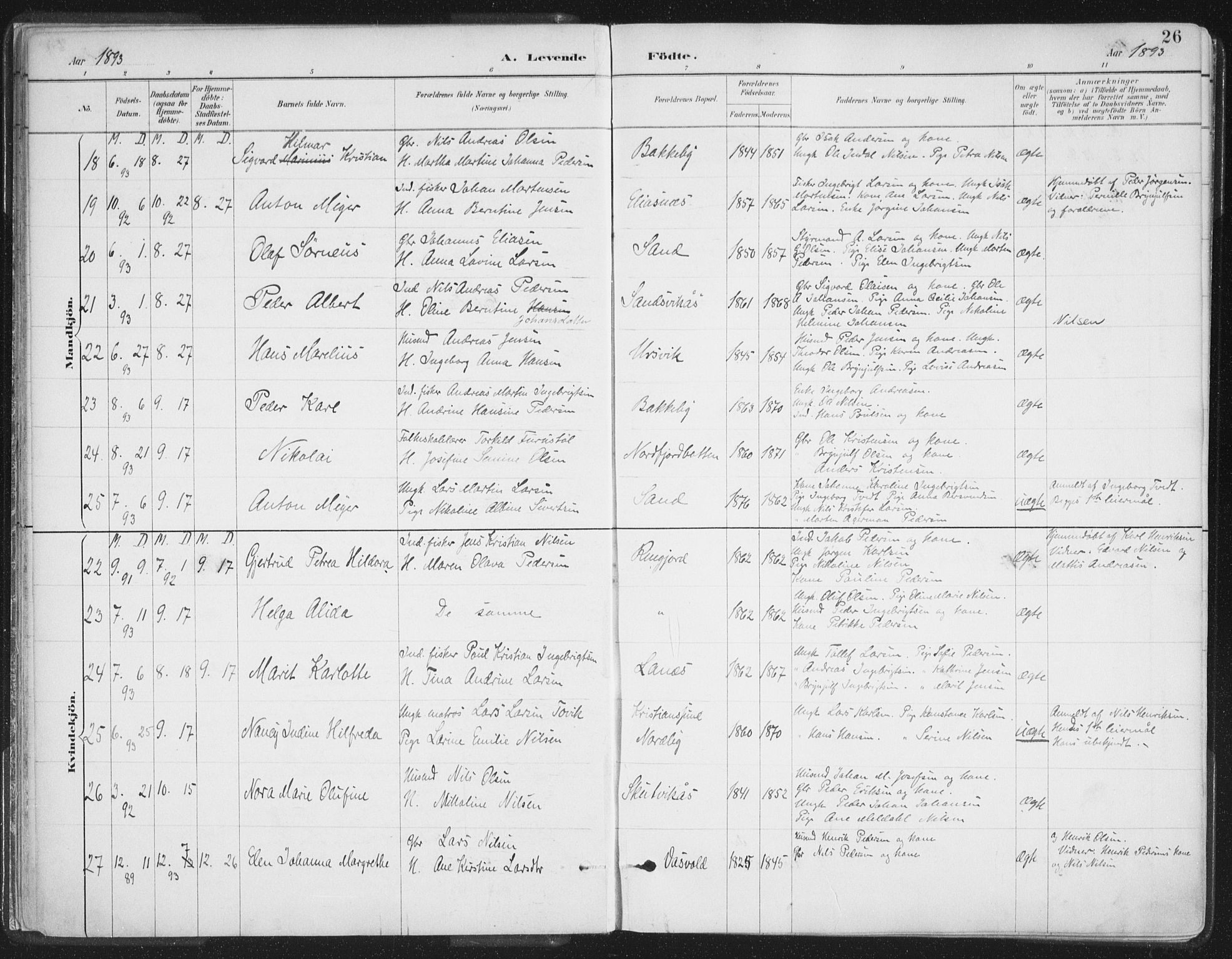 Balsfjord sokneprestembete, SATØ/S-1303/G/Ga/L0007kirke: Parish register (official) no. 7, 1887-1909, p. 26