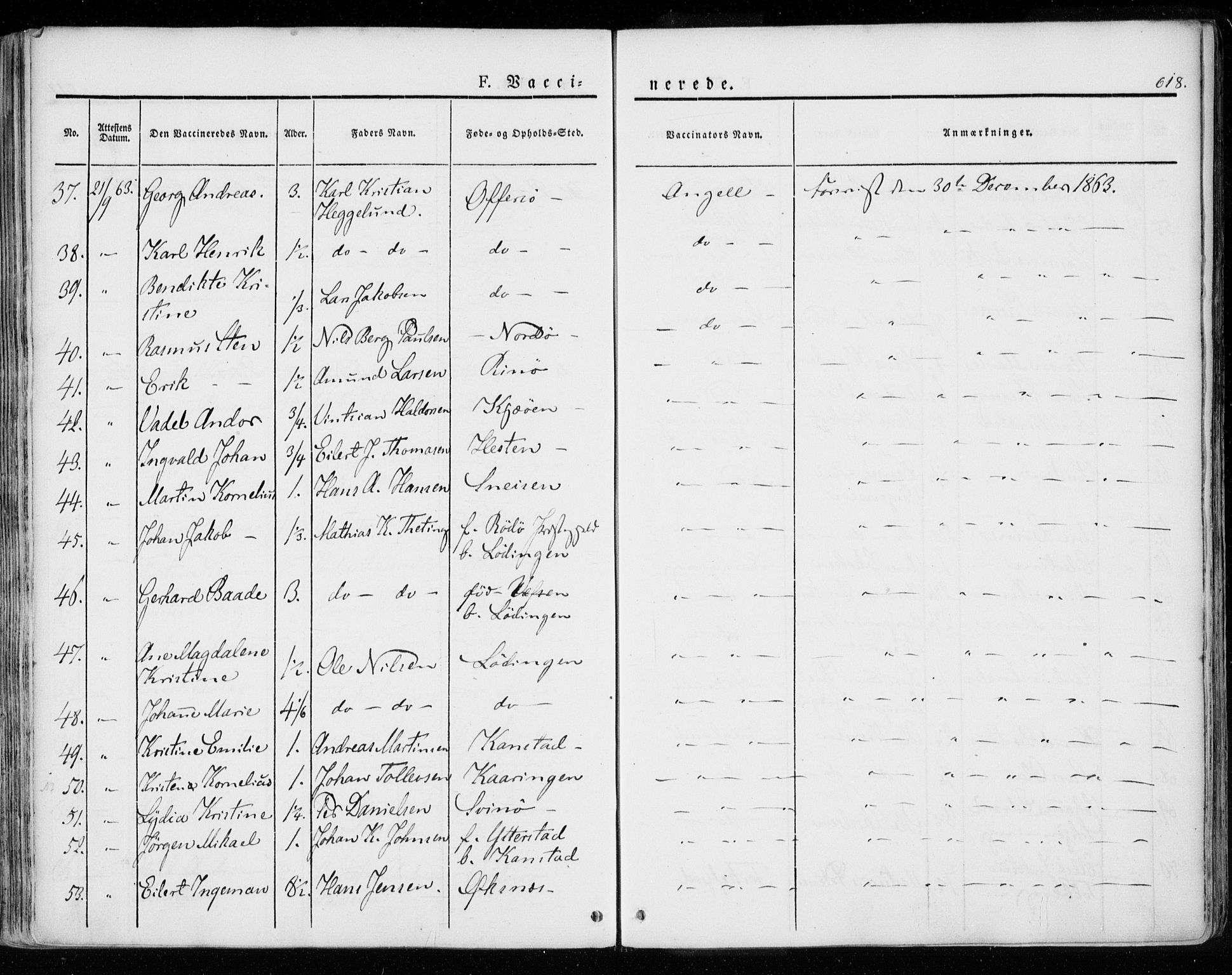 Ministerialprotokoller, klokkerbøker og fødselsregistre - Nordland, AV/SAT-A-1459/872/L1033: Parish register (official) no. 872A08, 1840-1863, p. 618