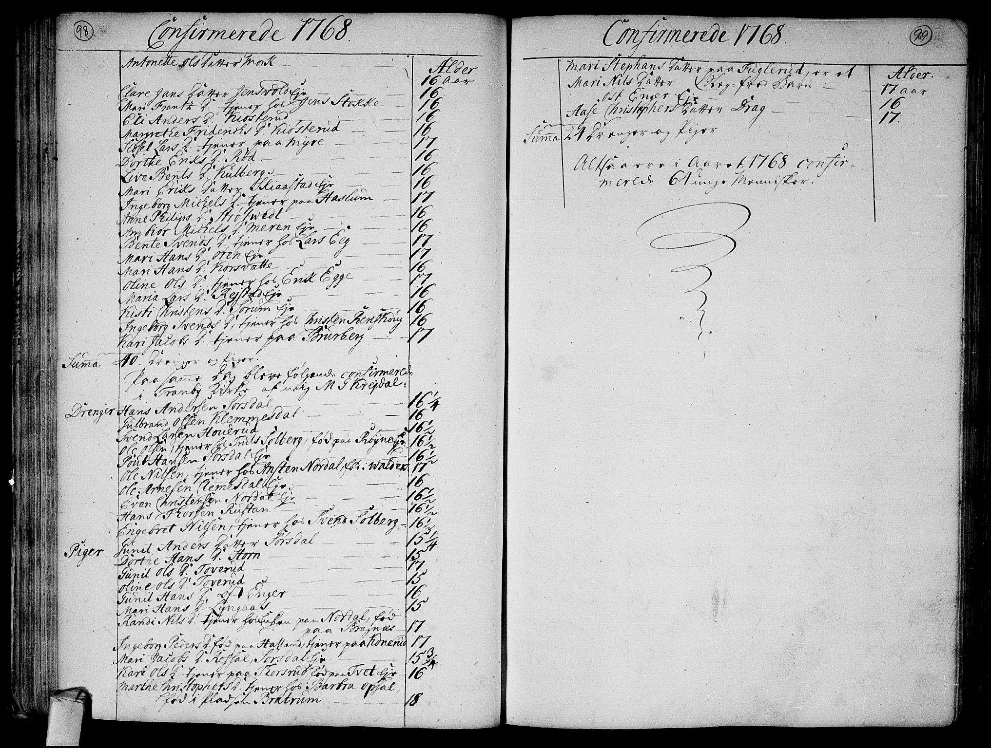 Lier kirkebøker, AV/SAKO-A-230/F/Fa/L0005: Parish register (official) no. I 5, 1764-1777, p. 98-99