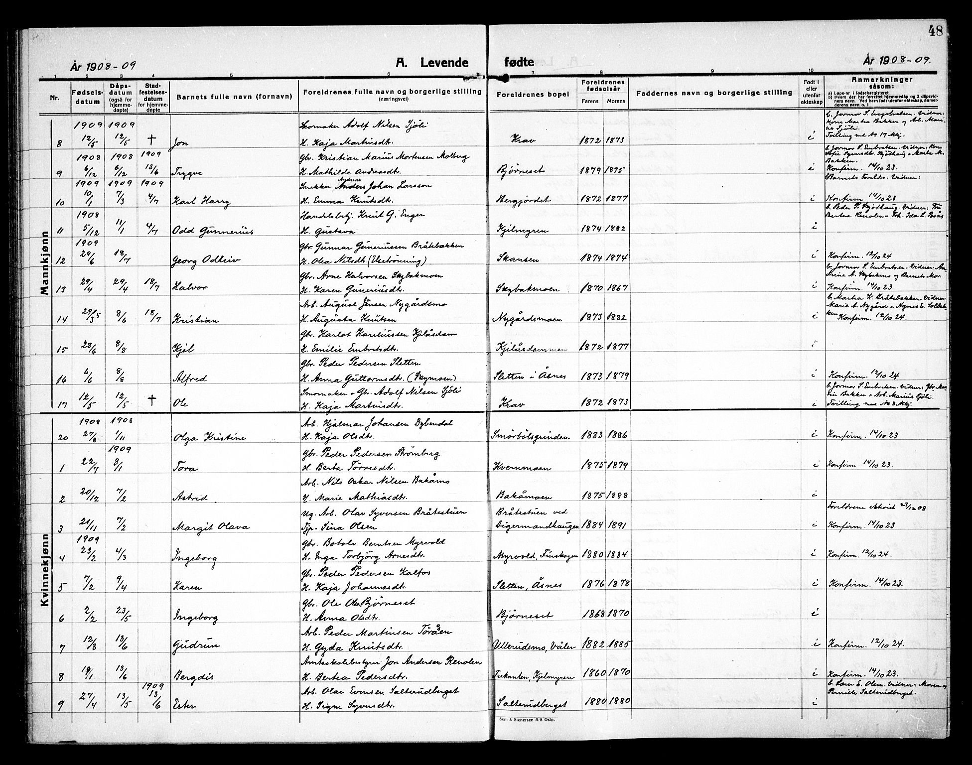 Åsnes prestekontor, SAH/PREST-042/H/Ha/Haa/L0000D: Parish register (official) no. 0B, 1890-1929, p. 48