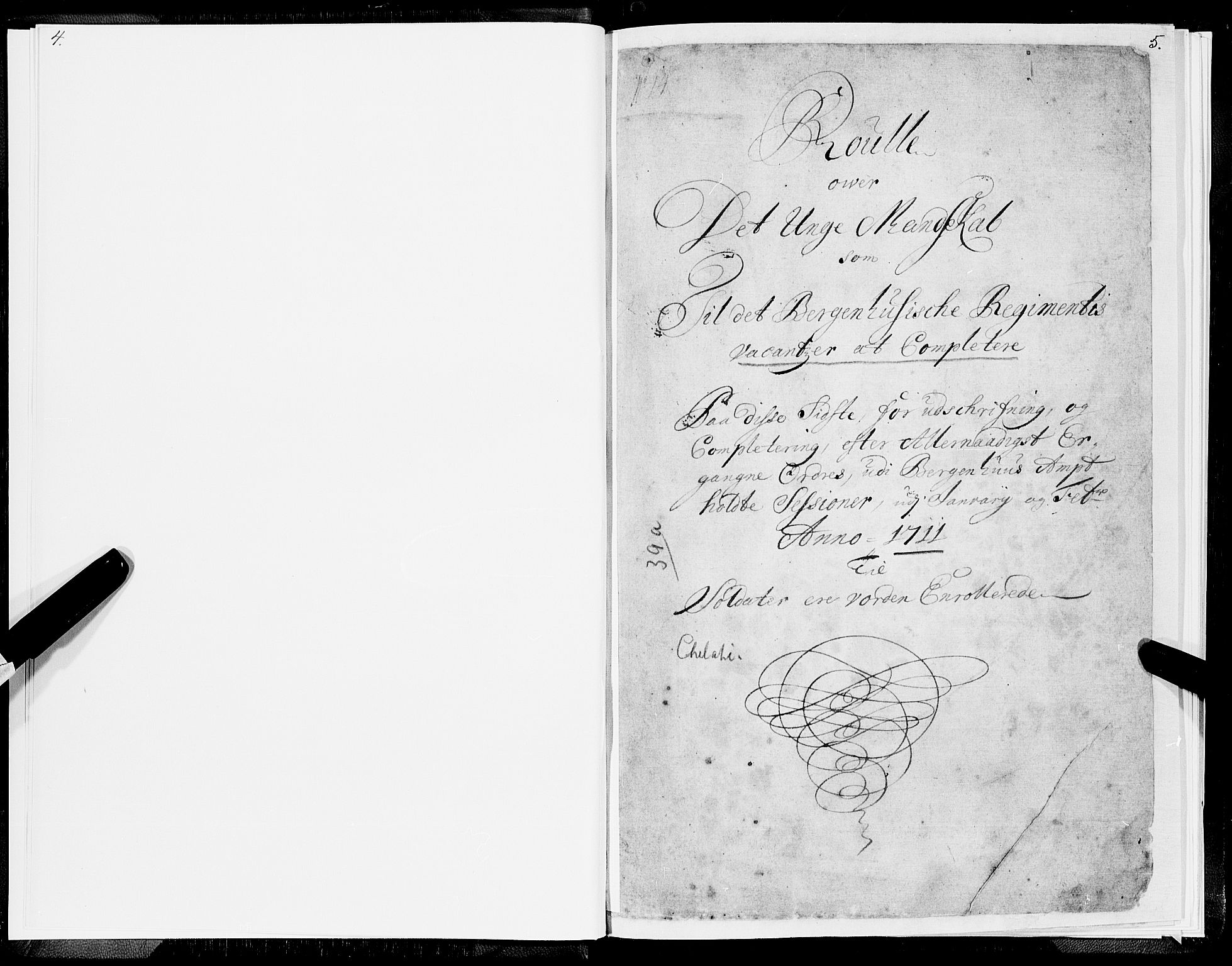 Stiftamtmannen i Bergen, SAB/A-100006/F/Fc/L0014: Lnr. 1897 - Militære manntall og ruller, 1711-1721, p. 4-5