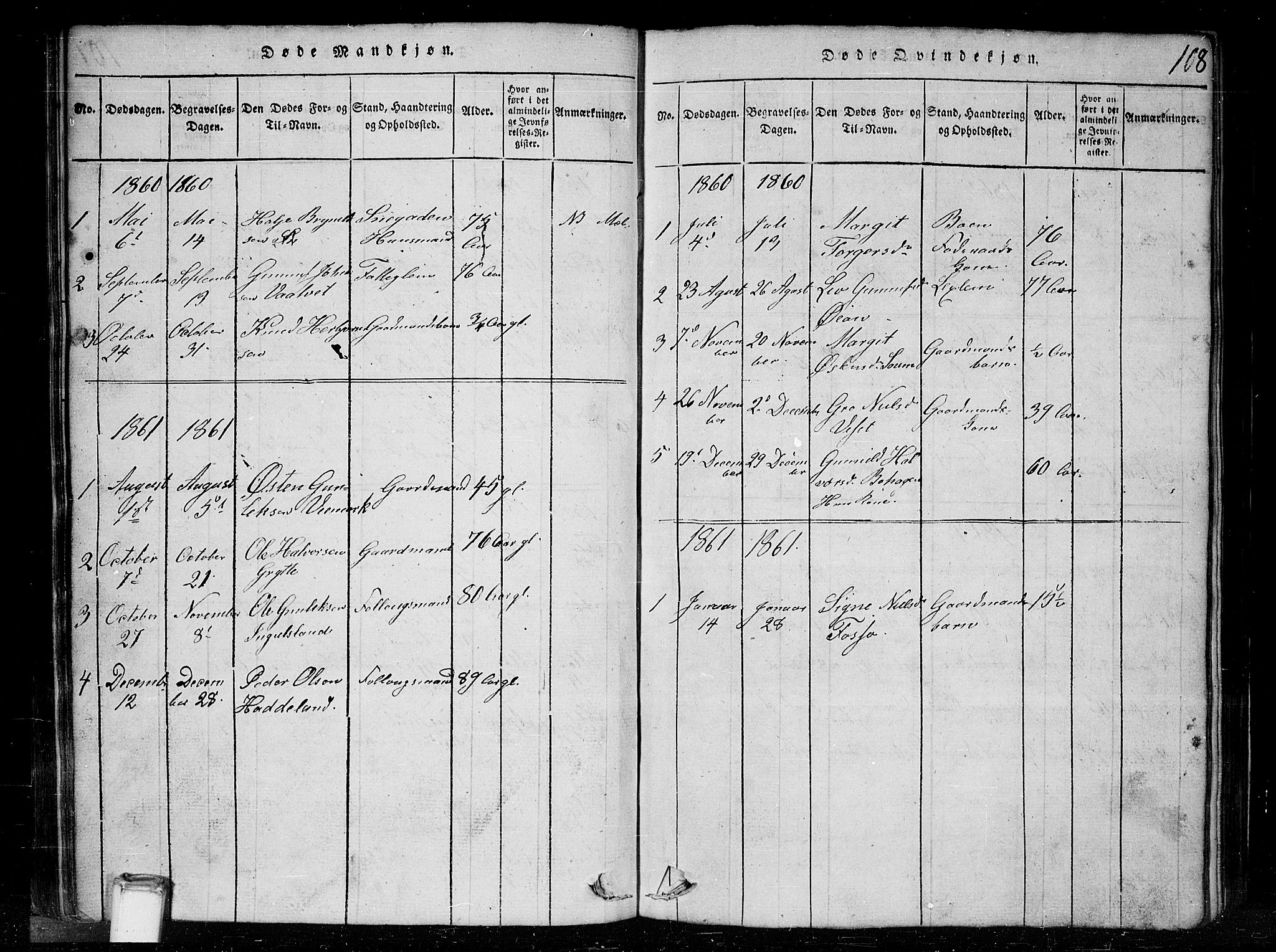 Tinn kirkebøker, SAKO/A-308/G/Gc/L0001: Parish register (copy) no. III 1, 1815-1879, p. 108