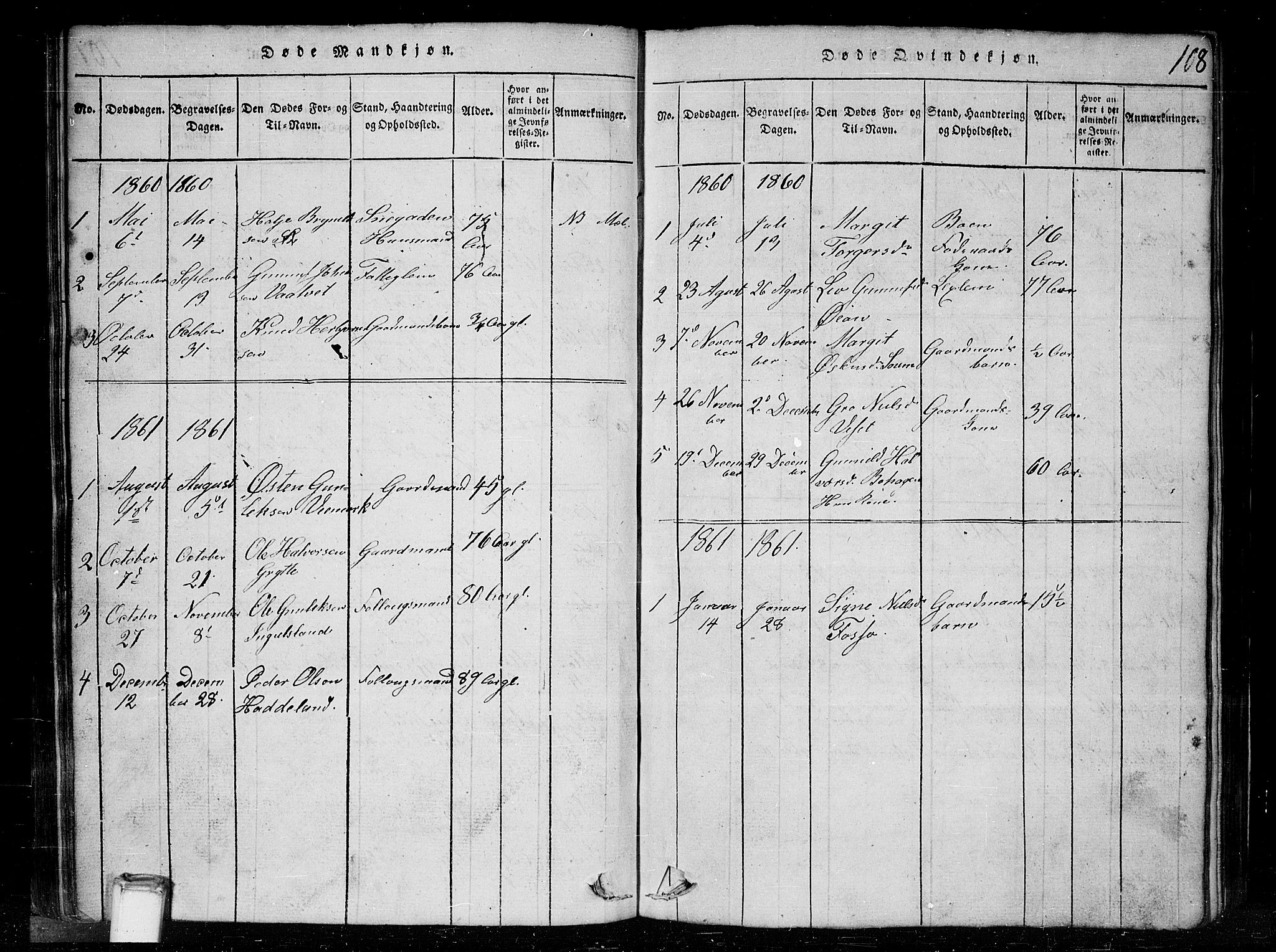 Tinn kirkebøker, AV/SAKO-A-308/G/Gc/L0001: Parish register (copy) no. III 1, 1815-1879, p. 108