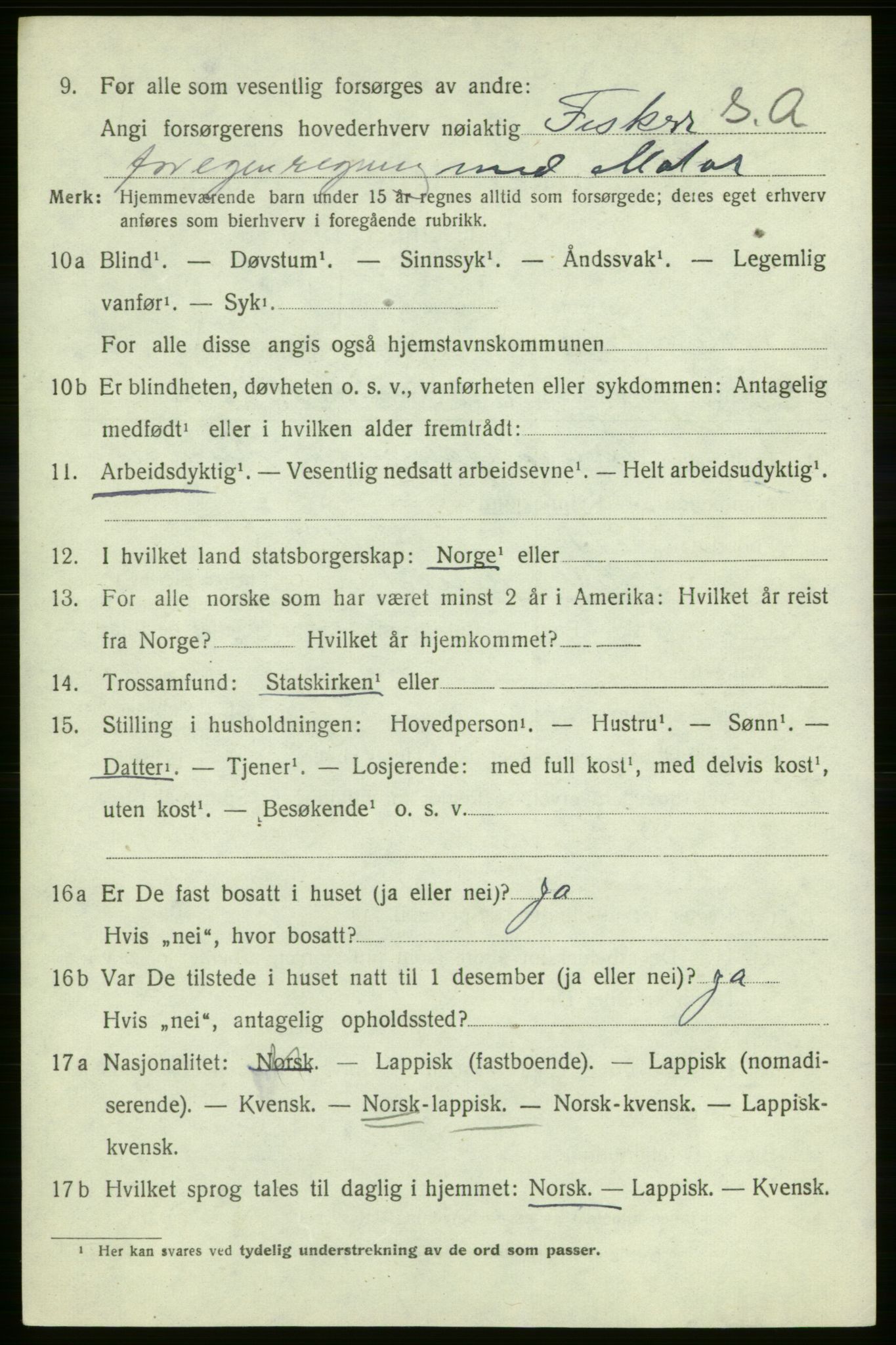 SATØ, 1920 census for , 1920, p. 533