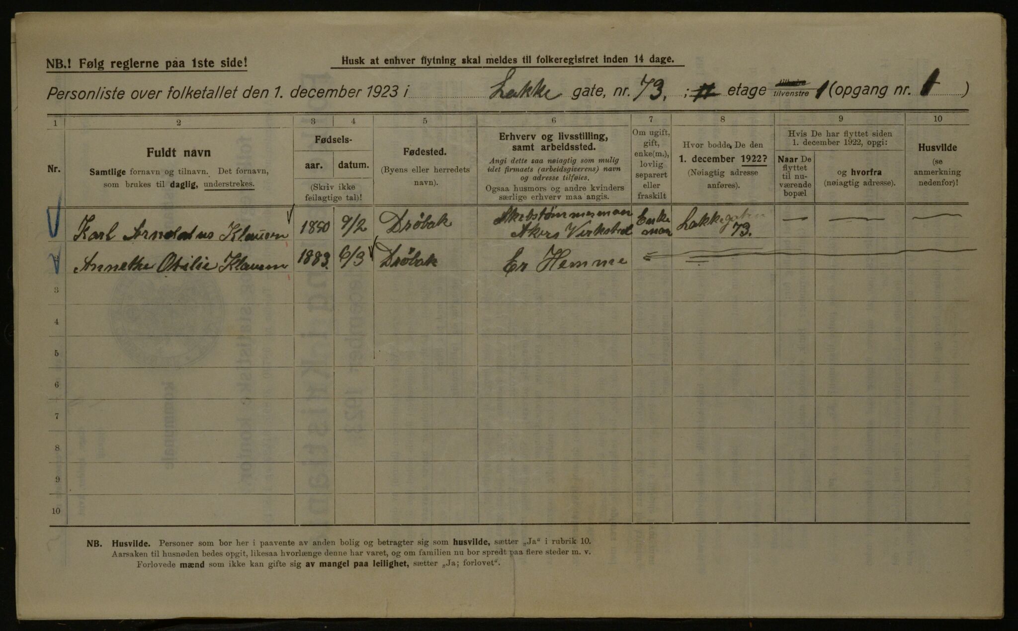 OBA, Municipal Census 1923 for Kristiania, 1923, p. 62397