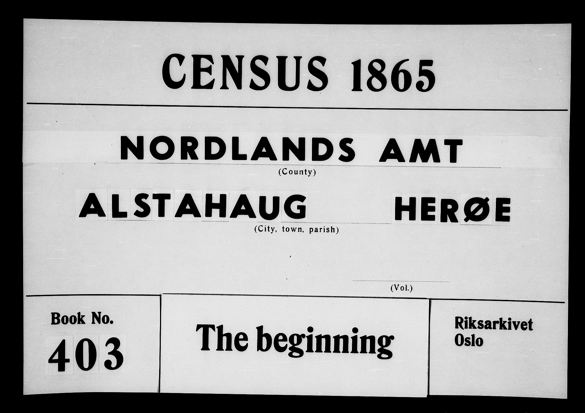 RA, 1865 census for Alstahaug, 1865, p. 1