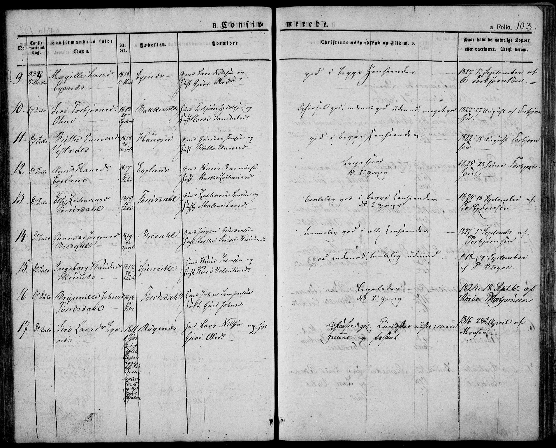 Skjold sokneprestkontor, AV/SAST-A-101847/H/Ha/Haa/L0005: Parish register (official) no. A 5, 1830-1856, p. 103