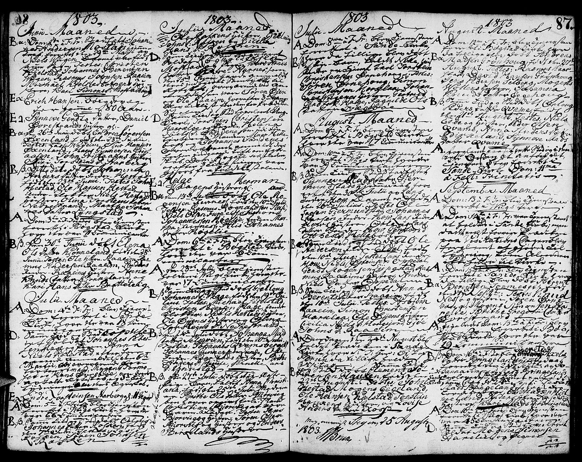 Gaular sokneprestembete, SAB/A-80001/H/Haa: Parish register (official) no. A 2, 1785-1821, p. 87