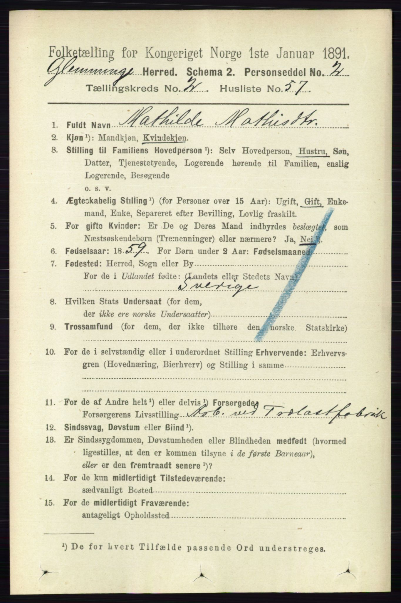 RA, 1891 census for 0132 Glemmen, 1891, p. 1002