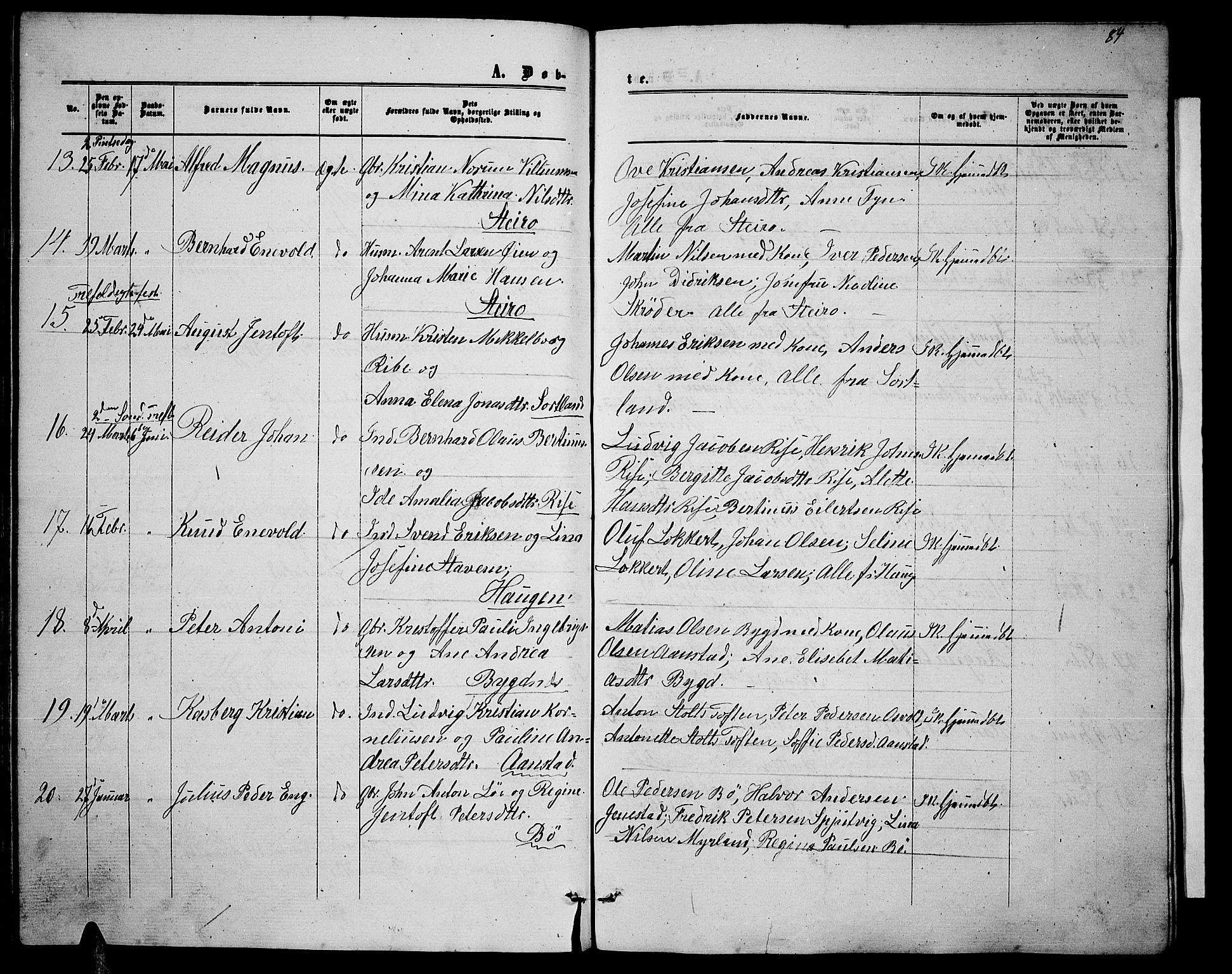 Ministerialprotokoller, klokkerbøker og fødselsregistre - Nordland, AV/SAT-A-1459/895/L1381: Parish register (copy) no. 895C03, 1864-1885, p. 84