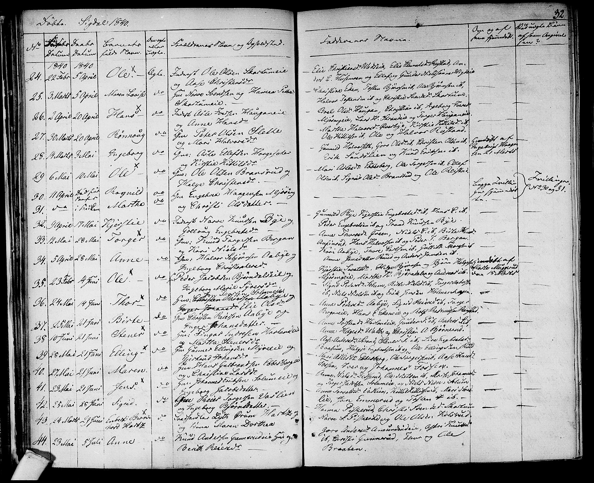 Sigdal kirkebøker, SAKO/A-245/F/Fa/L0006: Parish register (official) no. I 6 /1, 1829-1843, p. 32