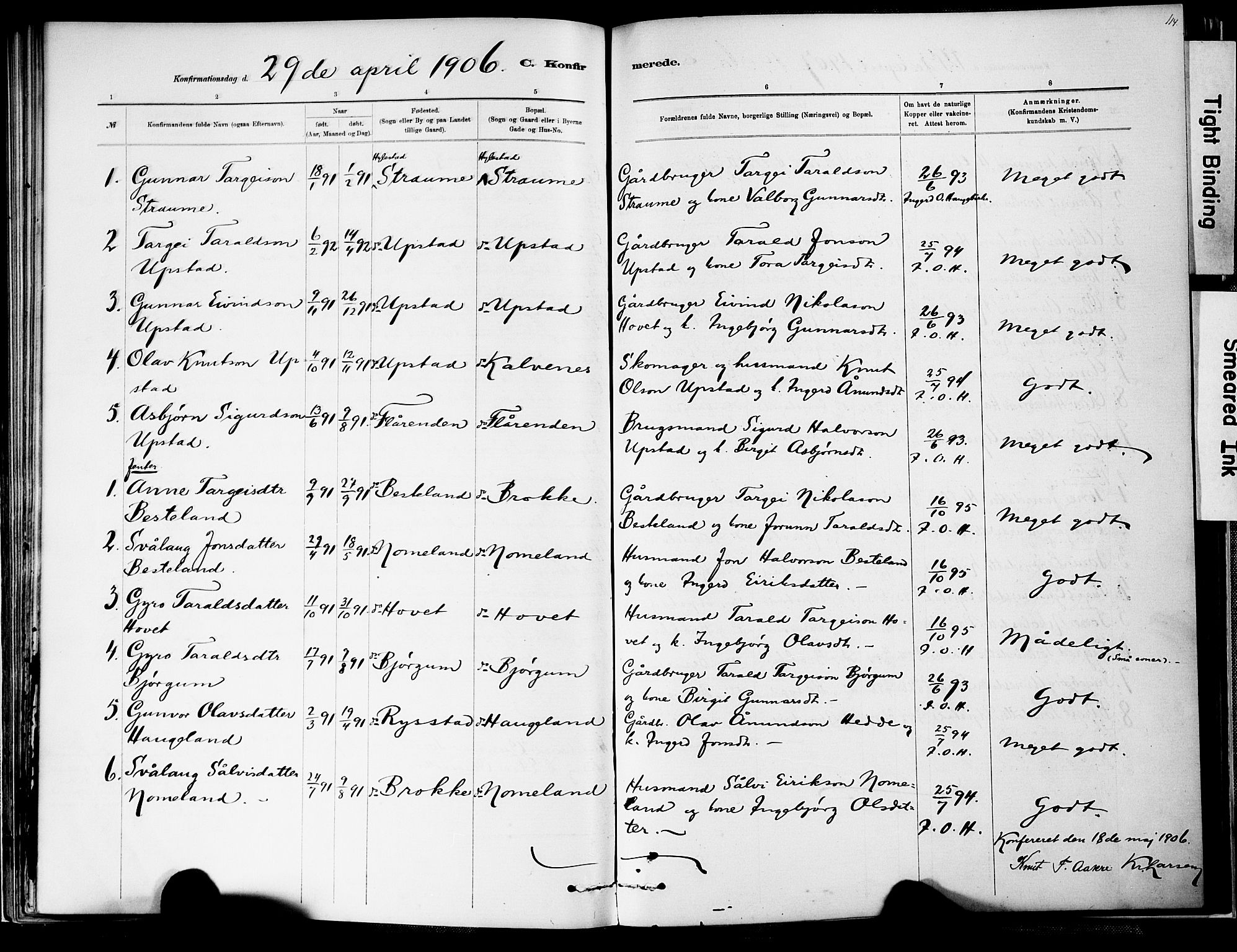 Valle sokneprestkontor, SAK/1111-0044/F/Fa/Fab/L0001: Parish register (official) no. A 1, 1882-1910, p. 114