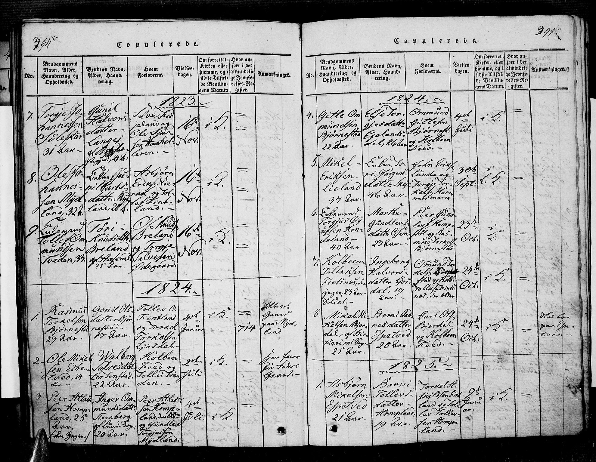 Sirdal sokneprestkontor, AV/SAK-1111-0036/F/Fa/Fab/L0001: Parish register (official) no. A 1, 1815-1834, p. 394-395