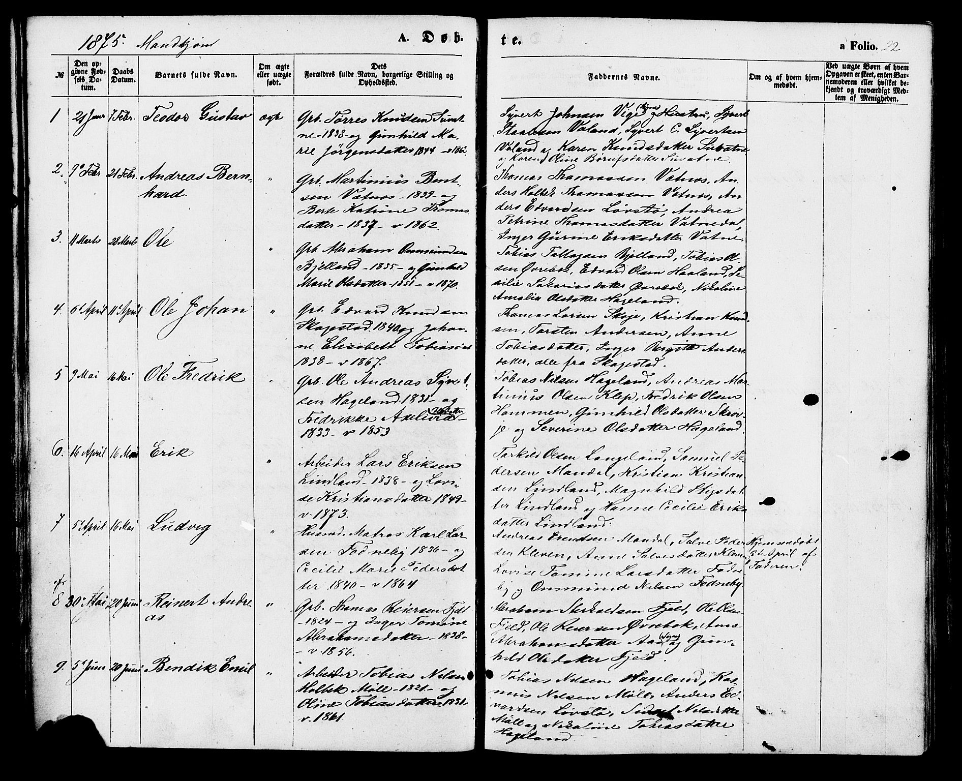 Holum sokneprestkontor, AV/SAK-1111-0022/F/Fa/Faa/L0006: Parish register (official) no. A 6, 1865-1883, p. 22