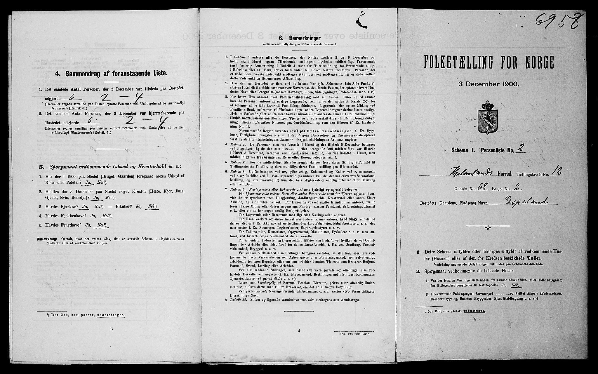 SAST, 1900 census for Hjelmeland, 1900, p. 705