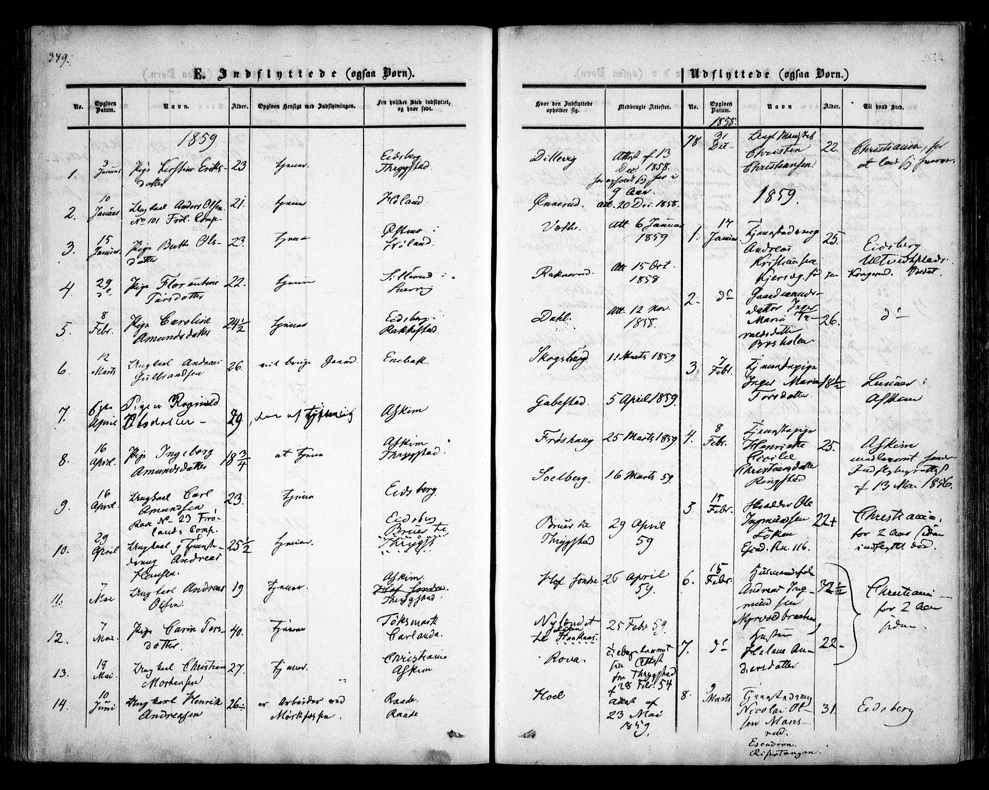 Trøgstad prestekontor Kirkebøker, SAO/A-10925/F/Fa/L0008.b: Parish register (official) no. I 8B, 1855-1864, p. 349