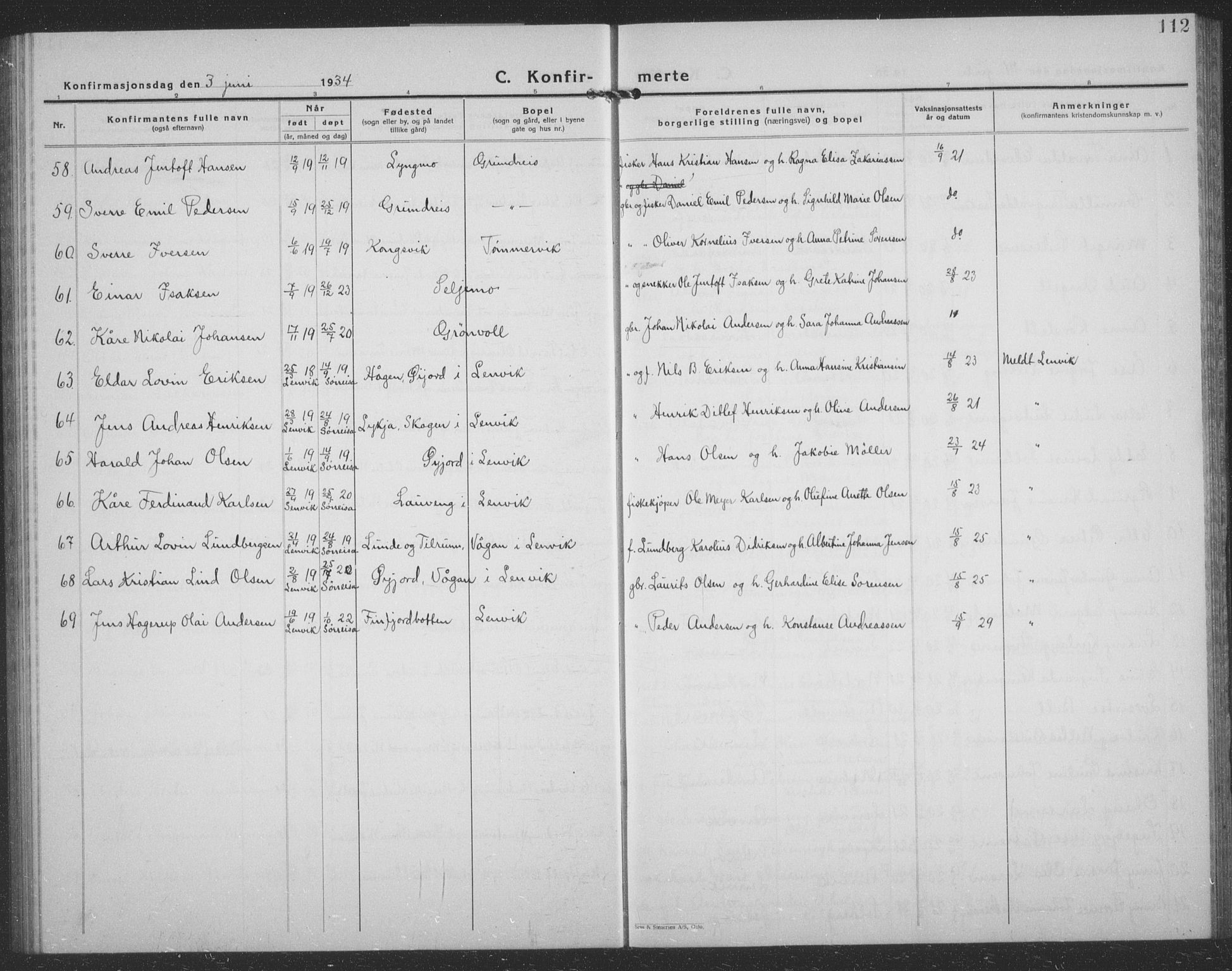 Tranøy sokneprestkontor, SATØ/S-1313/I/Ia/Iab/L0024klokker: Parish register (copy) no. 24, 1929-1943, p. 112