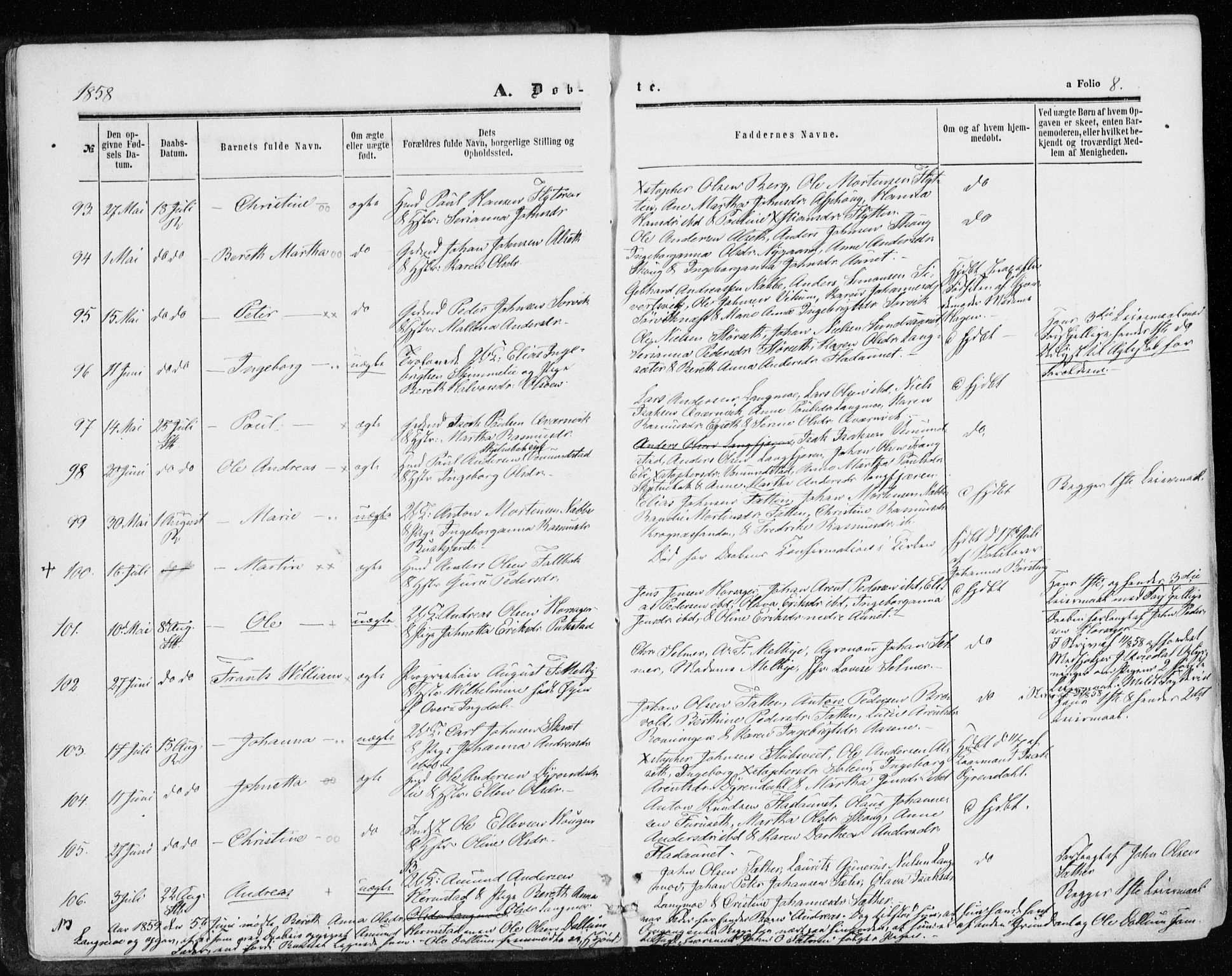 Ministerialprotokoller, klokkerbøker og fødselsregistre - Sør-Trøndelag, AV/SAT-A-1456/646/L0612: Parish register (official) no. 646A10, 1858-1869, p. 8