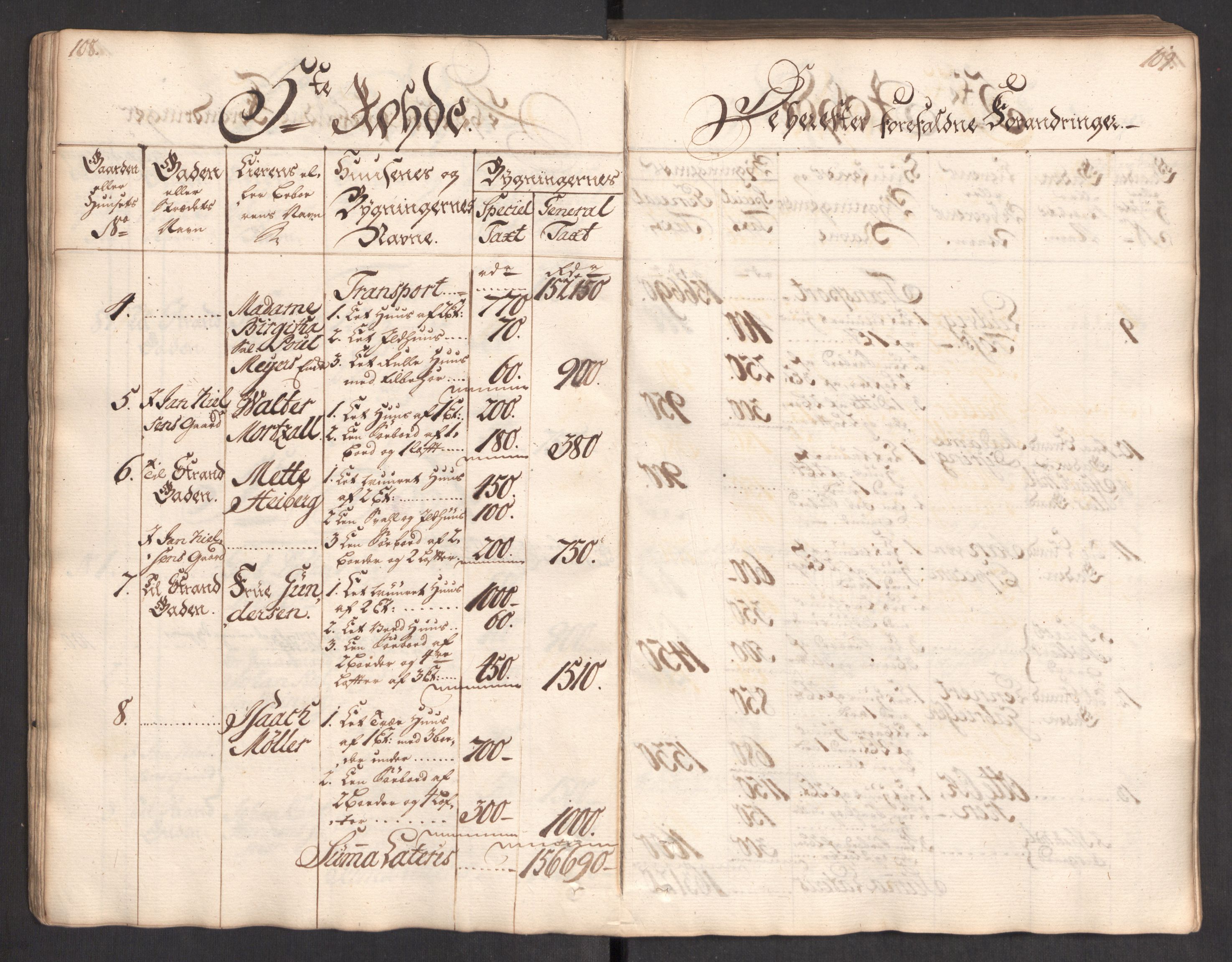 Kommersekollegiet, Brannforsikringskontoret 1767-1814, RA/EA-5458/F/Fa/L0004/0002: Bergen / Branntakstprotokoll, 1767, p. 108-109